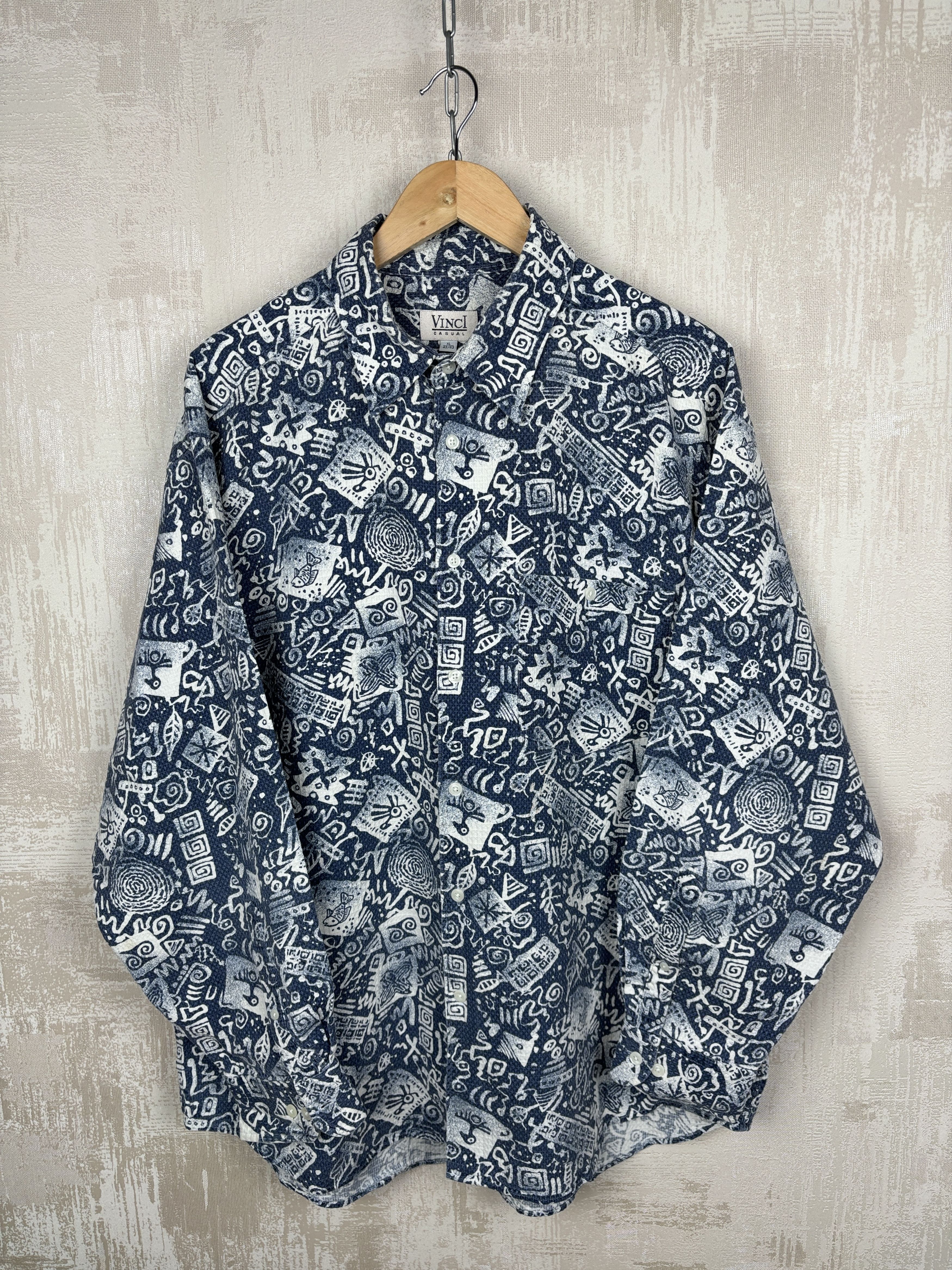 Vintage 90's Vinci Casual Abstract Navajo Style Long Sleeve Shirt Size US XL / EU 56 / 4 - 1 Thumbnail