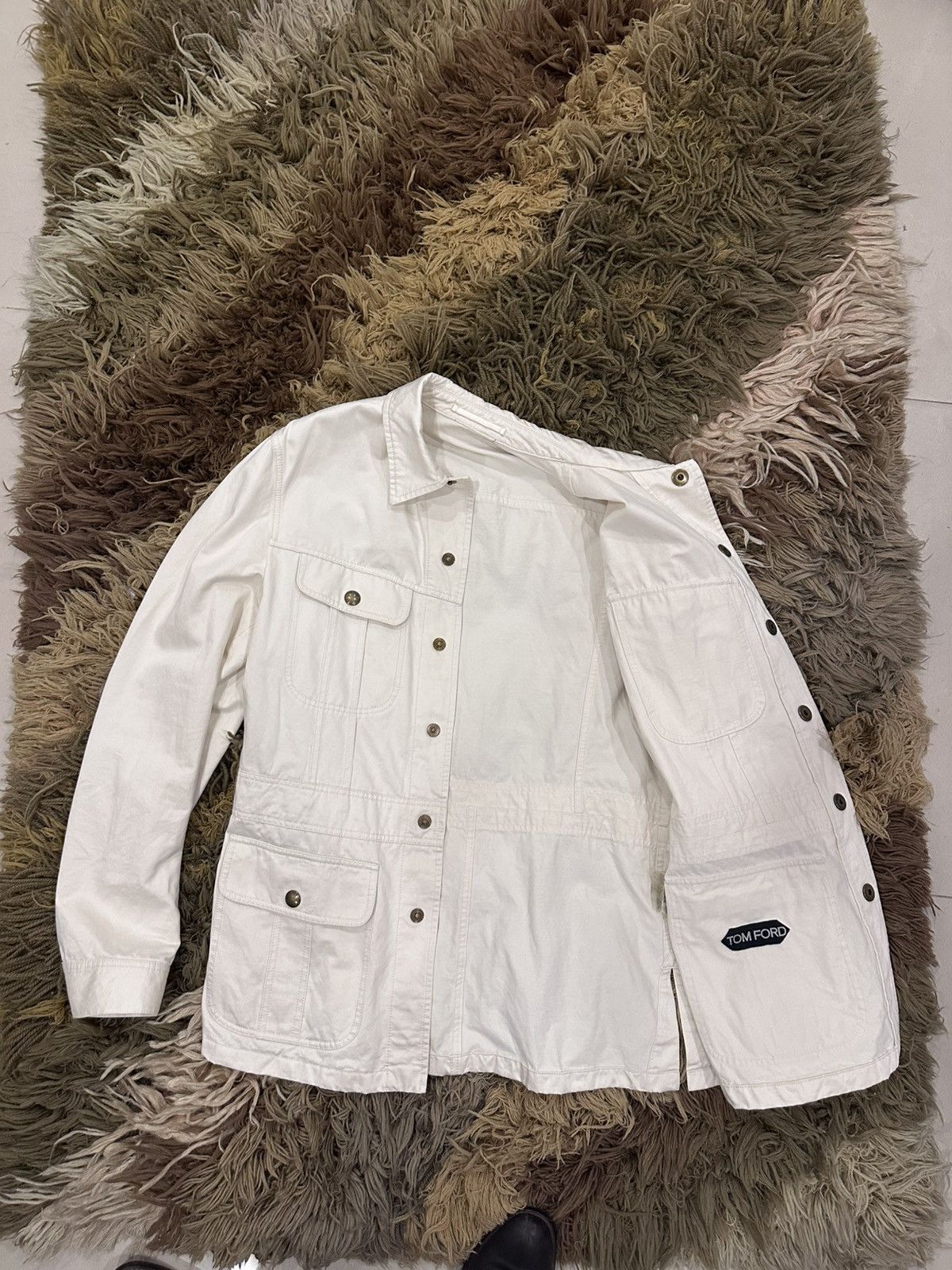 Tom Ford TOM FORD White Cotton-Twill Utility Jacket Size US L / EU 52-54 / 3 - 6 Thumbnail