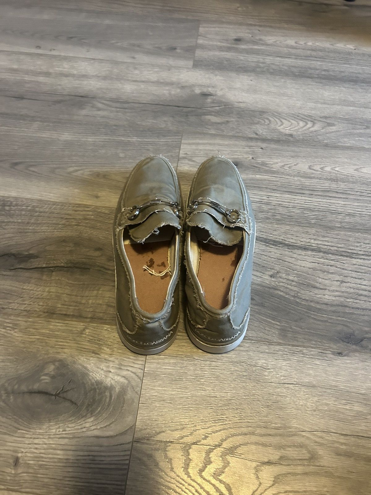 Dolce & Gabbana Dolce & Gabbana Distressed Canvas Horsebit Loafers Size US 11 / EU 44 - 2 Thumbnail