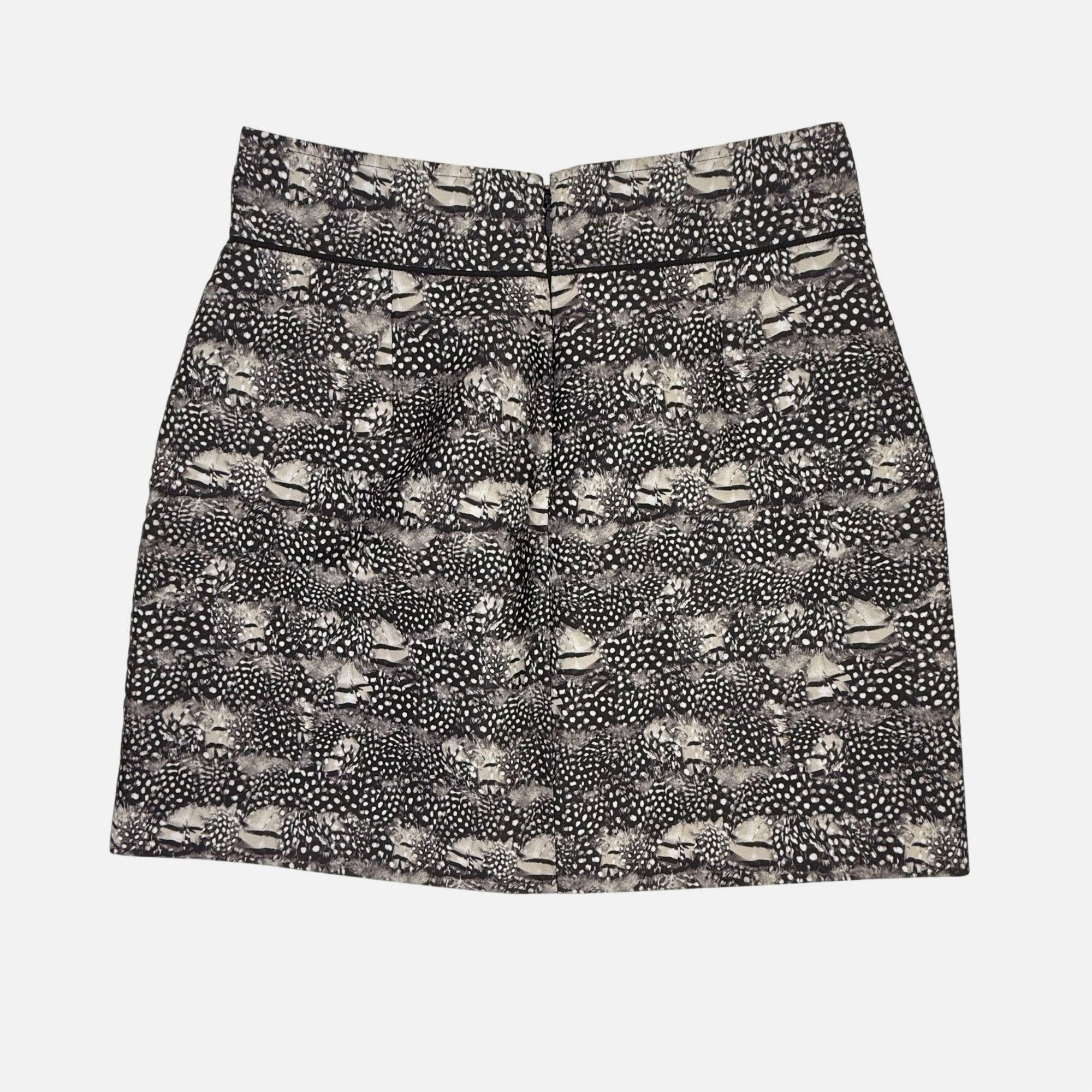 J.Crew J.Crew Black & Cream Feather Print Mini Skirt w/Pockets Size Size 28" / US 6 / IT 42 - 3 Thumbnail