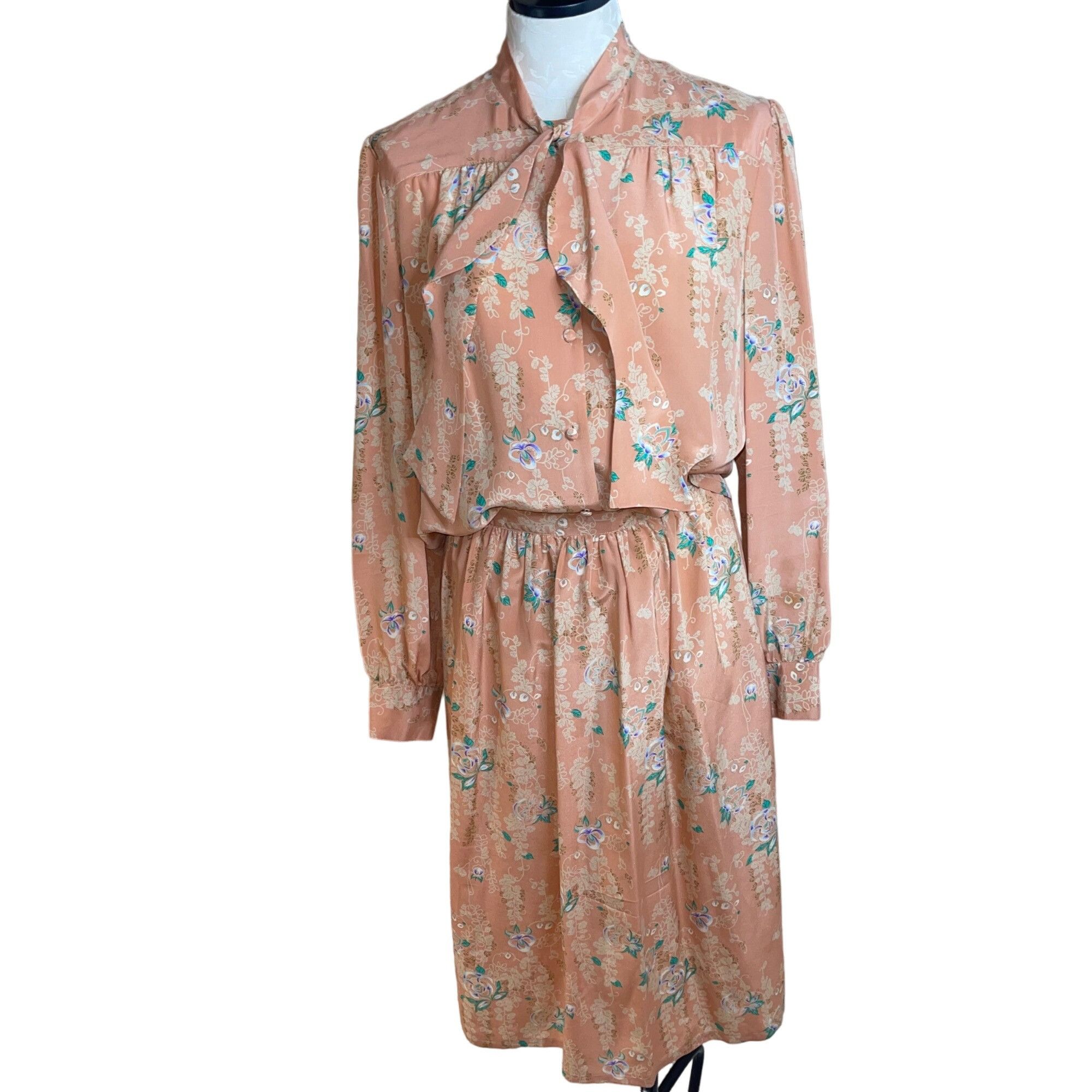 Dls International Vintage Womens Skirt Blouse Set Size 14