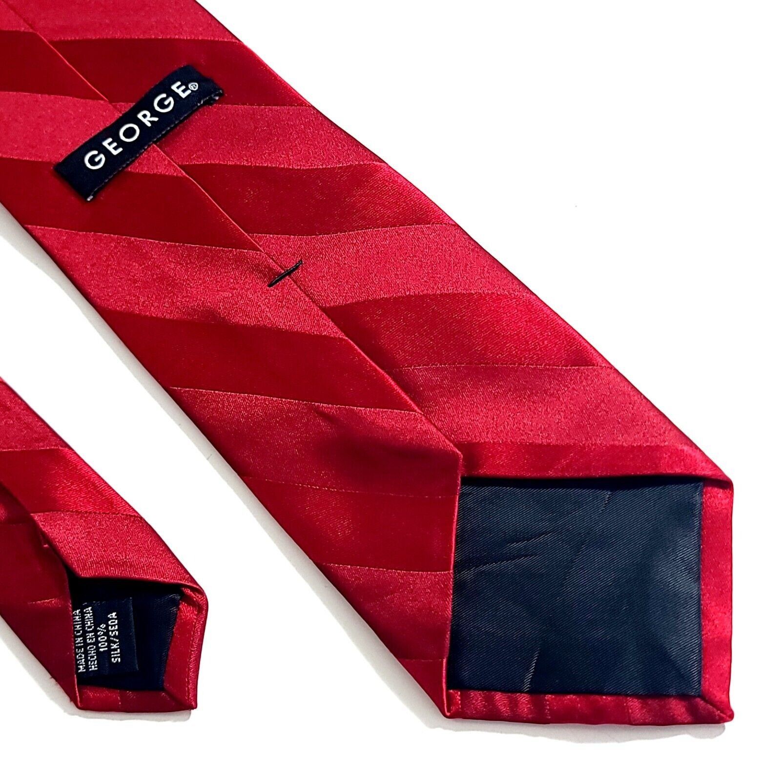 George George Red Striped Woven Silk Tie Size ONE SIZE - 5 Thumbnail