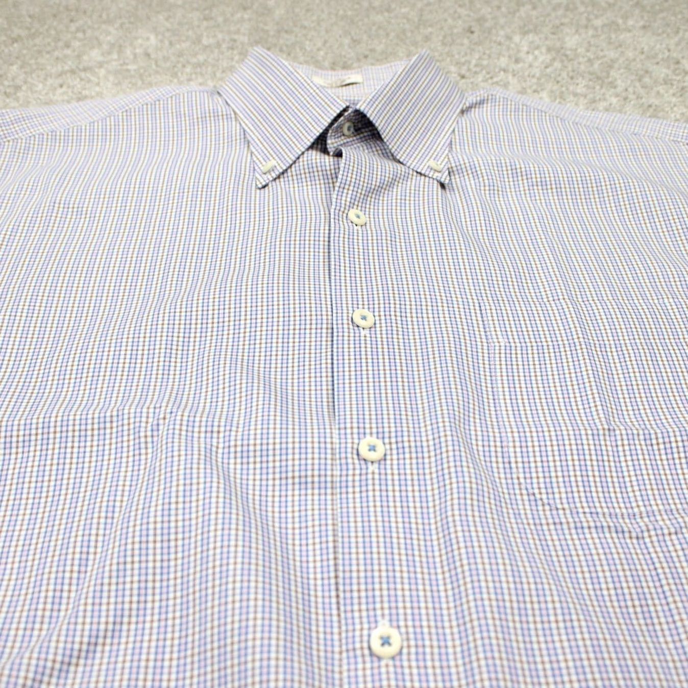 Peter Millar Peter Millar Crown Soft Shirt Adult Large Check Blue/Pink/Tan Cotton/Silk Blend L/S Button-Up Mens Regular Subtle Colorful Pattern Size US L / EU 52-54 / 3 - 4 Thumbnail