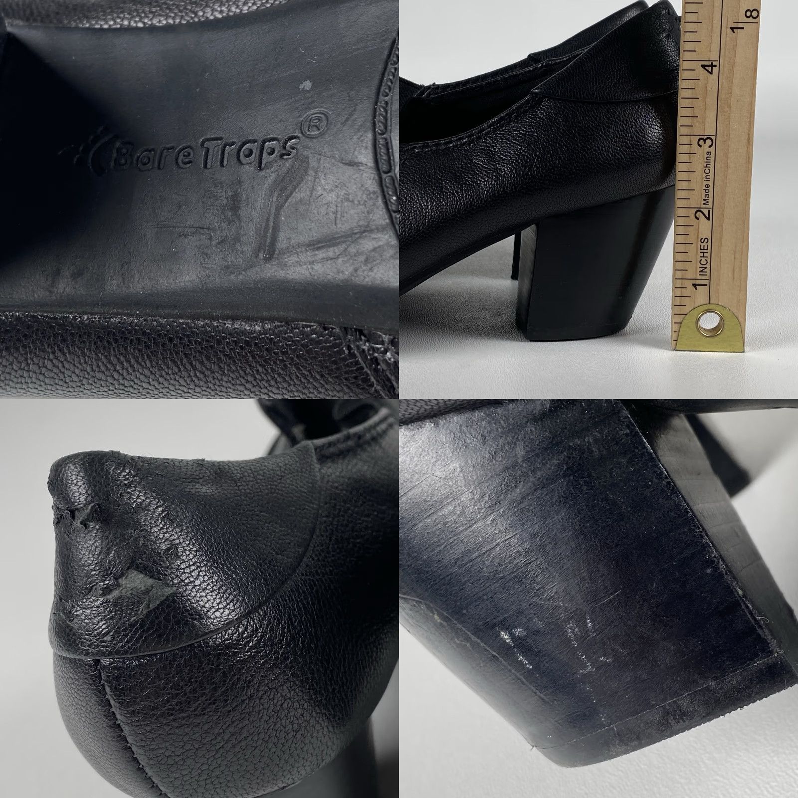 Vintage Womens Baretraps Pump Black Leather Slip On 8.5 M Round Toe Block Heel Cushioned Comfort Shoes Size US 7 / IT 37 - 8 Thumbnail