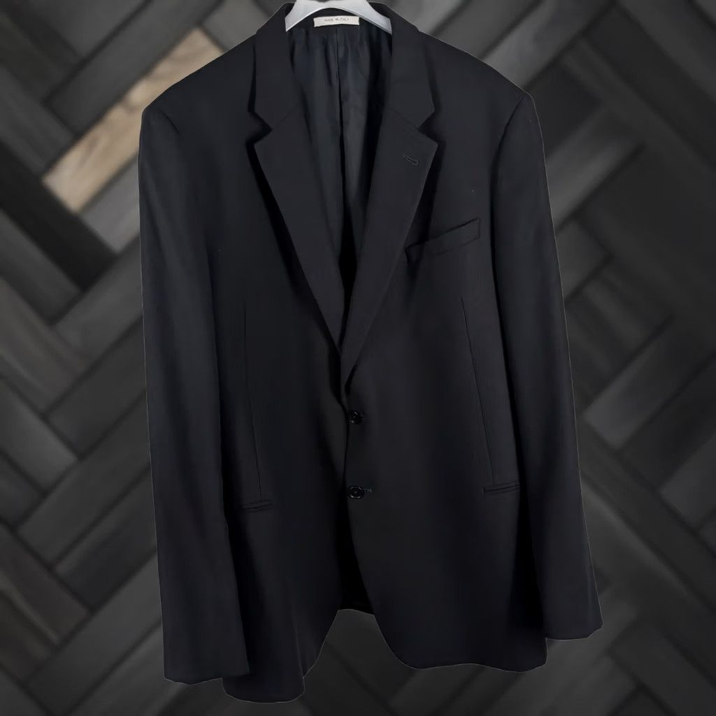 Giorgio Armani VINTAGE Giorgio Armani Blazer Sport Coat Black Wool 50 Formal Men Wool Blazer Italy 90s 2000s Armani Collezioni Mens Size 44R - 1 Thumbnail