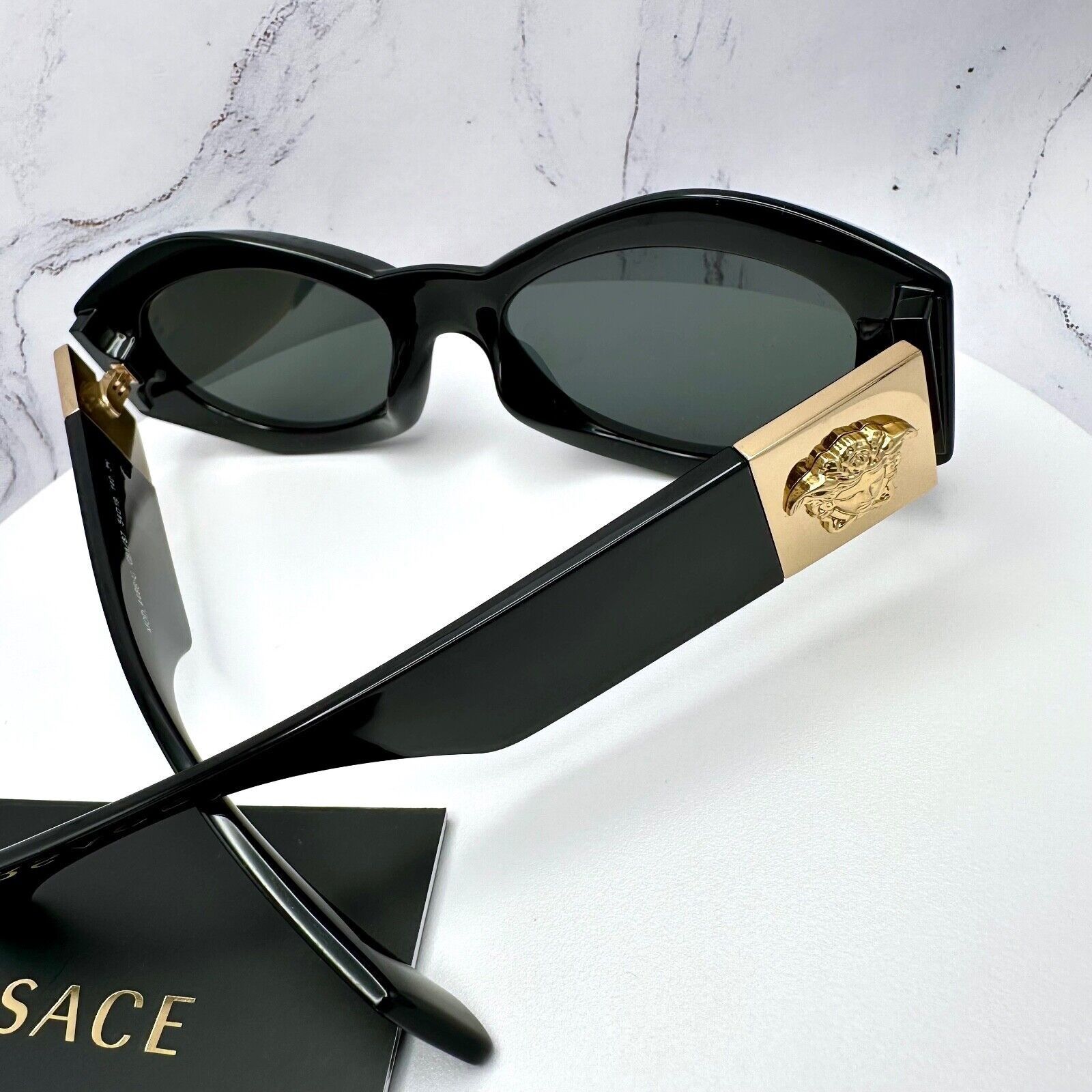 Versace New Versace Sunglasses Black Gold Medusa Plaque Oval Italy Size ONE SIZE - 18 Thumbnail