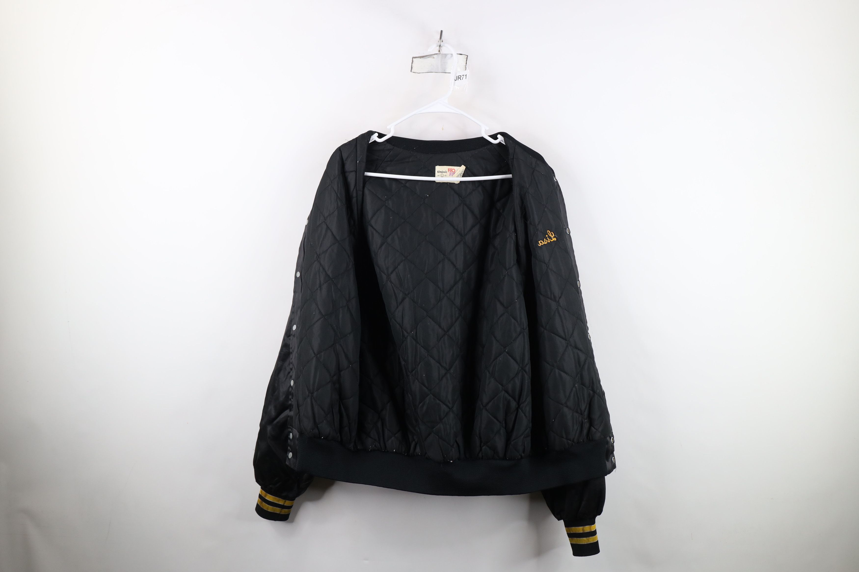 Vintage Vintage 80s American Tap Beer Satin Bomber Jacket Black USA Size L / US 10 / IT 46 - 9 Thumbnail