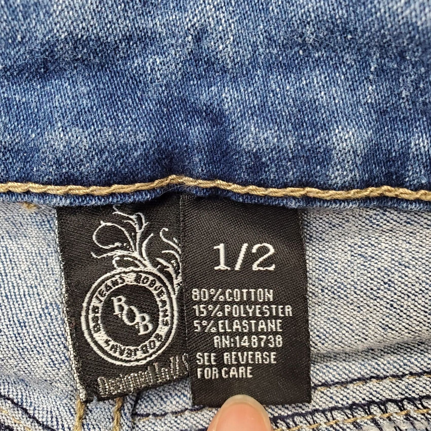 Vintage BOB Skinny Jeans Women's 1/2 Blue Denim Medium Wash Whiskered Low Waist Pants Jeans Womens Size 25" / US 0 / IT 36 - 6 Thumbnail