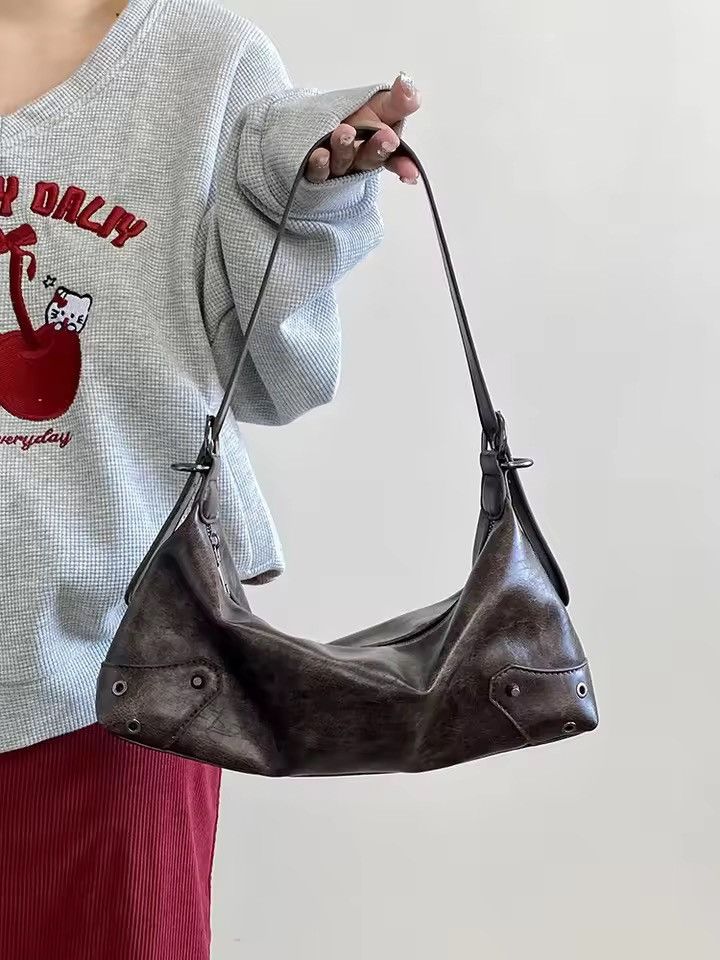 Vintage Retro Style PU Leather Small Shoulder Bag y2k unisex Size ONE SIZE - 1 Thumbnail