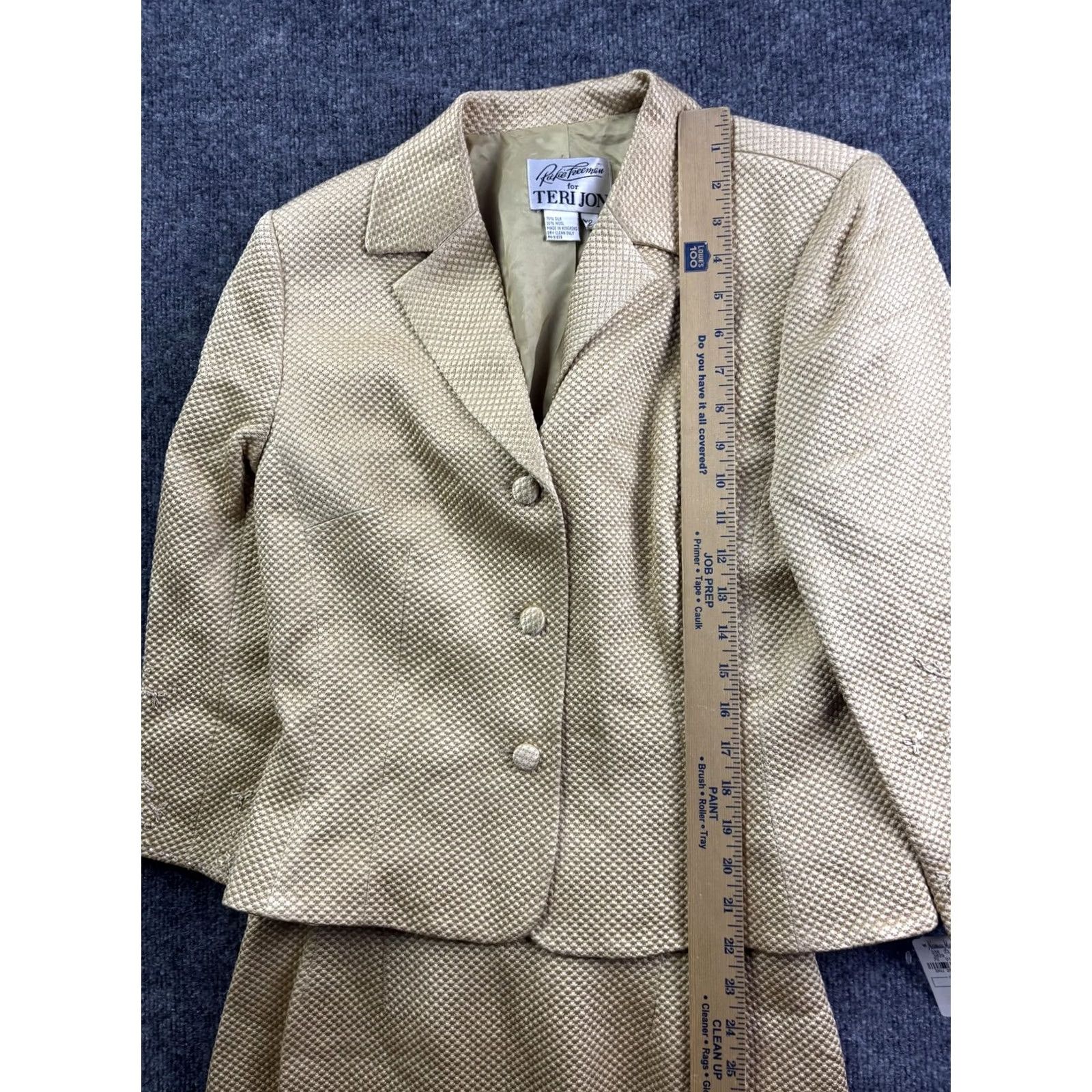 Vintage VINTAGE Rickie Freeman for Teri Jon Skirt Suit Womens 12 Gold Wool Jacquard 2 Piece Lined Size 34" / US 12 / IT 48 - 5 Thumbnail