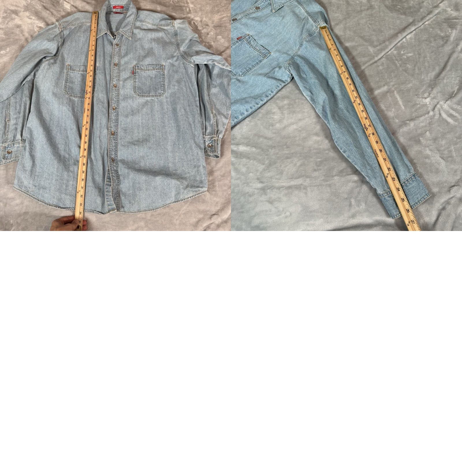 Levi's VINTAGE Levi's Red Tab Denim Shirt XL Tall Fit Light Wash Relaxed Casual Pockets Retro Mens Size US XL / EU 56 / 4 - 8 Thumbnail