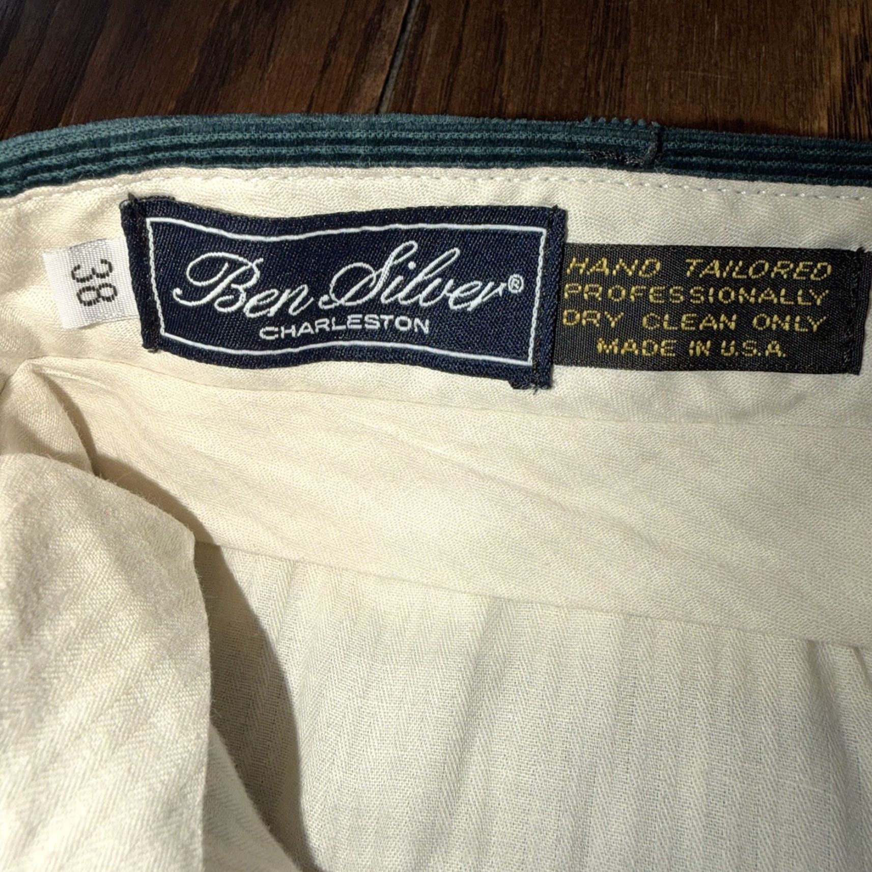 Vintage Ben Silver Charleston Pants Men’s 38x33 Green Corduroy USA Made Pleated Cuffed Size US 38 / EU 54 - 5 Thumbnail