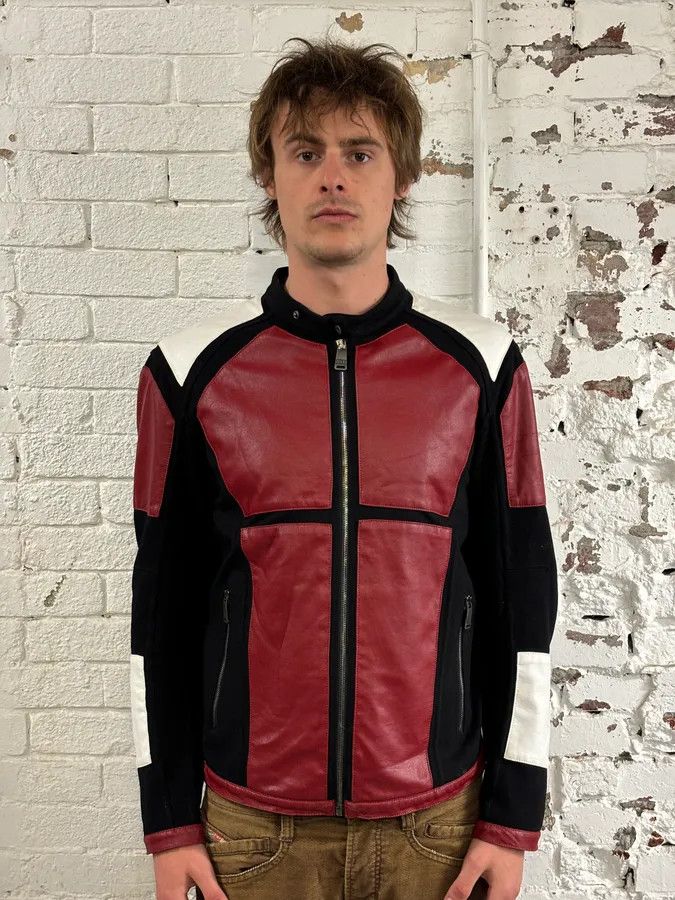 Dirk Bikkembergs 2000s Dirk Bikkembergs Mondrian Leather Color-Block Biker Leather Jacket Size US M / EU 48-50 / 2 - 2 Thumbnail