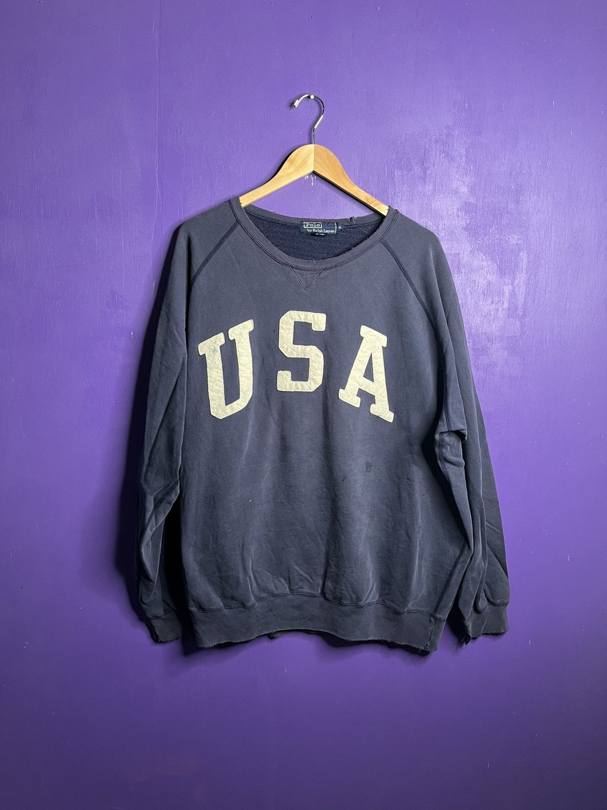 Polo Ralph Lauren × Vintage Vintage 90s Polo Ralph Lauren USA crewneck Size US XXL / EU 58 / 5 - 1 Thumbnail
