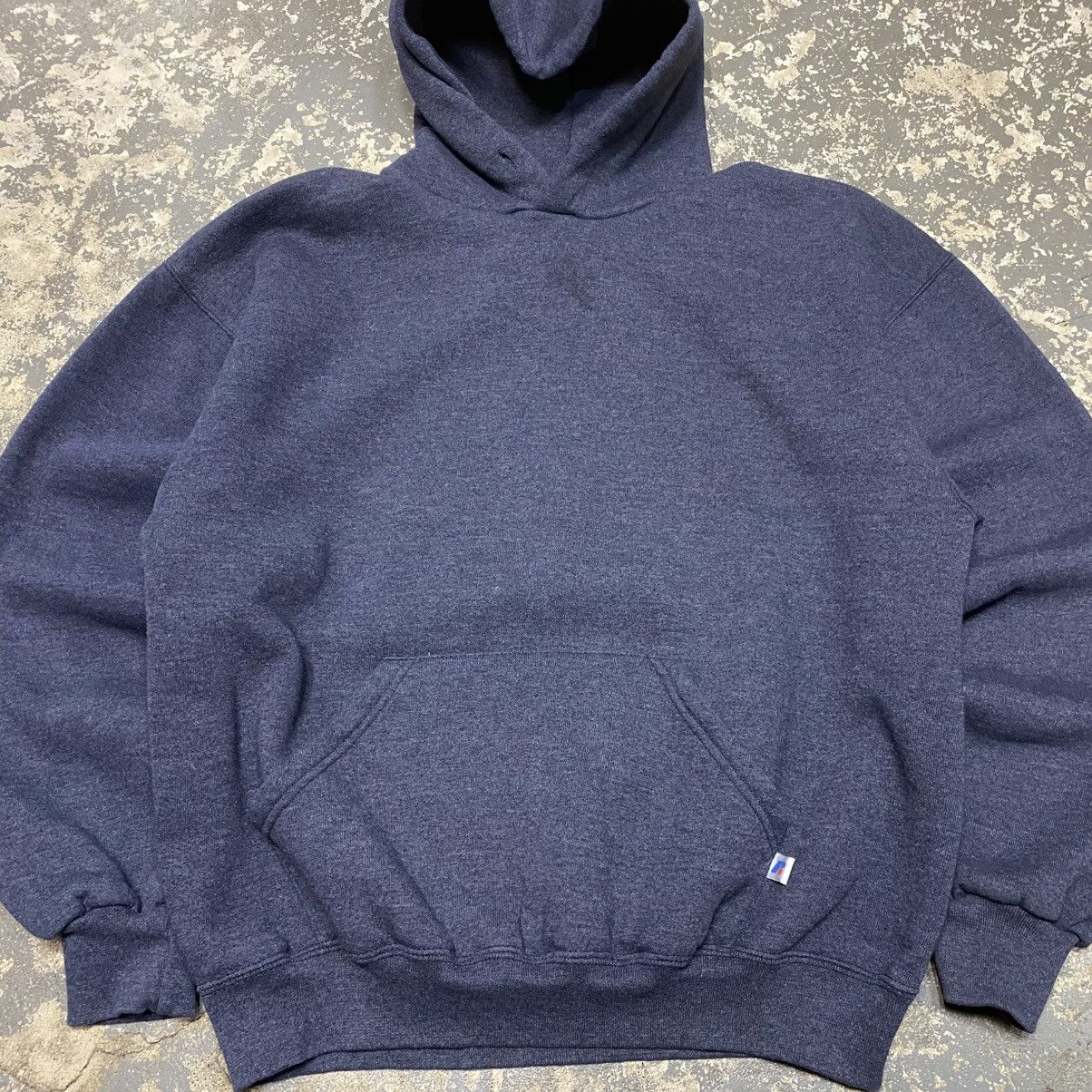 Russell Athletic × Vintage Vintage Russell Athletic Grey/Navy Blank Boxy Hoodie Size US L / EU 52-54 / 3 - 10 Thumbnail