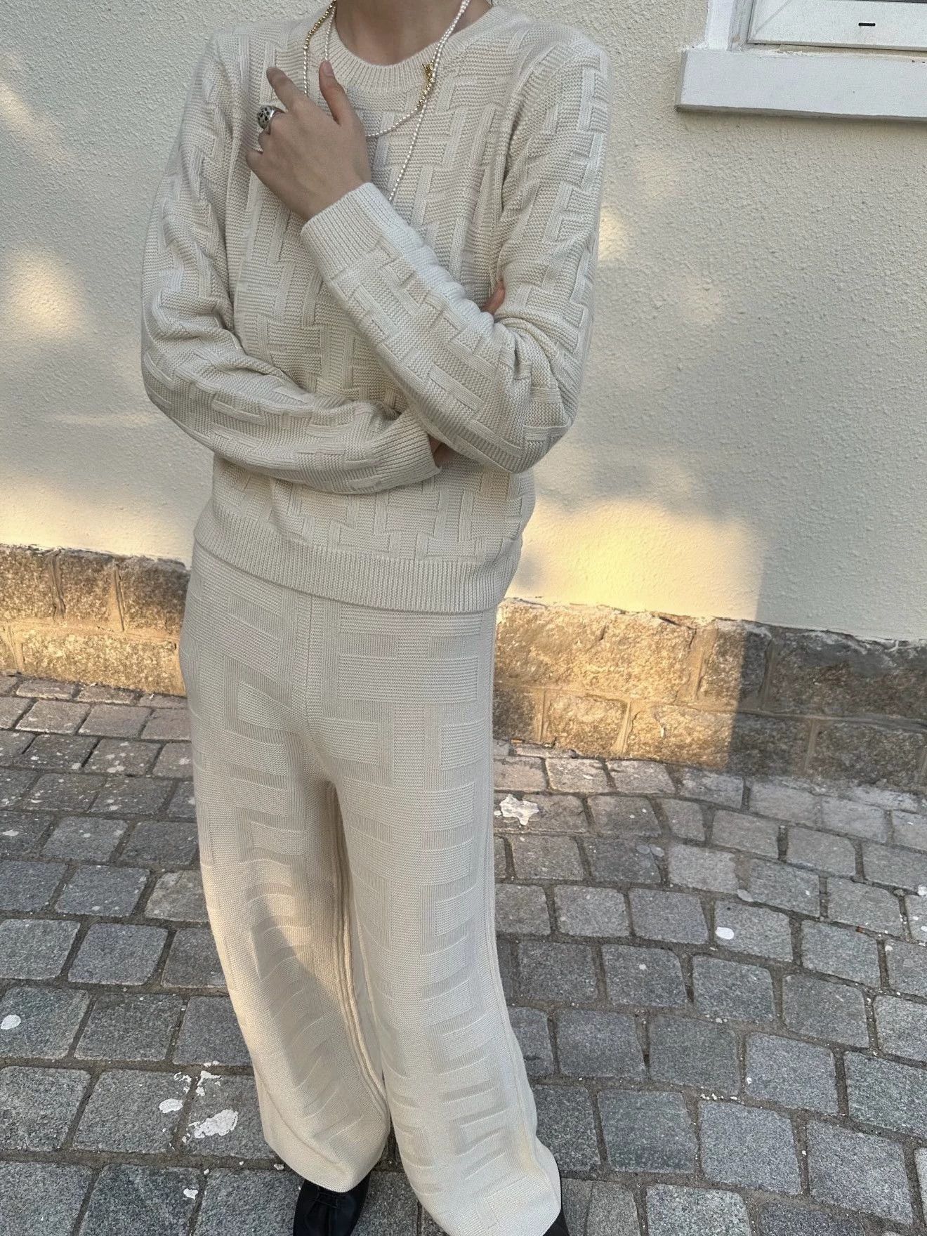 Hermes Hermes white H all over print wool straight leg pants 34 Size 25" / US 0 / IT 36 - 7 Thumbnail