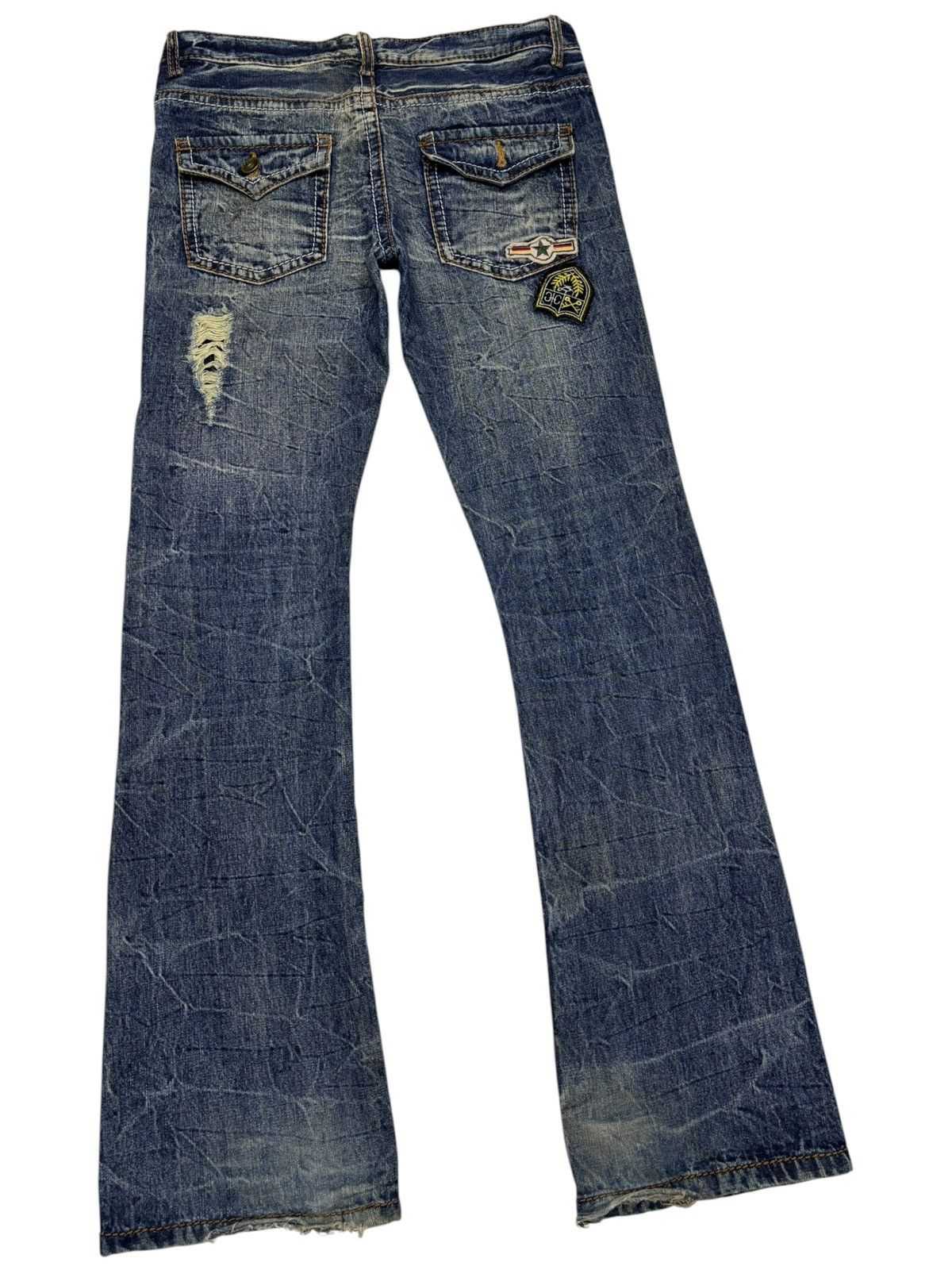 Kapital FLARE JEANS AGATE LABEL PATCHES PUNK DISTRESSED DENIM Size US 30 / EU 46 - 4 Thumbnail