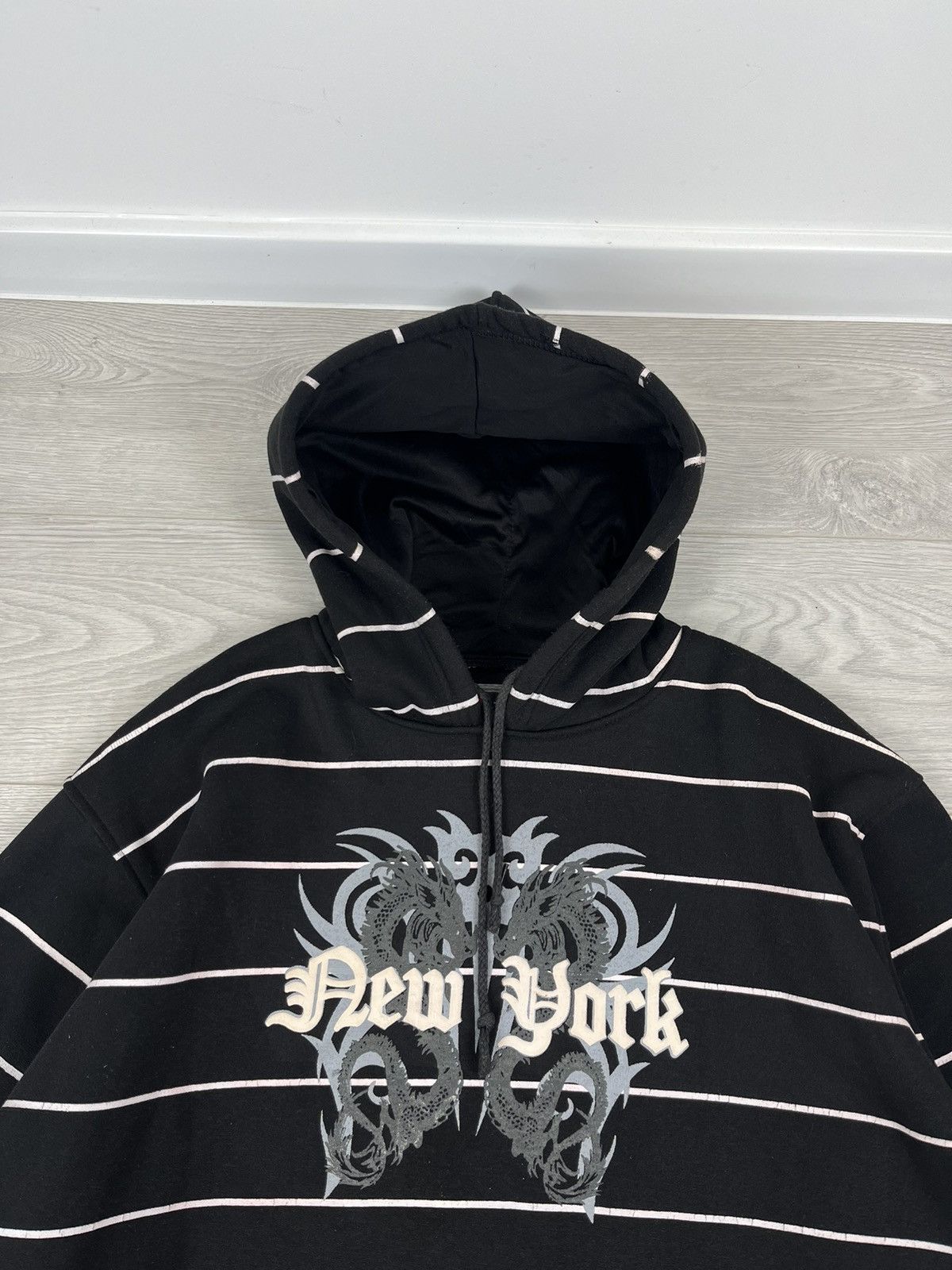 Vintage New York Vintage 00s Y2K Style Black Oversized Hoodie Size US XL / EU 56 / 4 - 4 Thumbnail