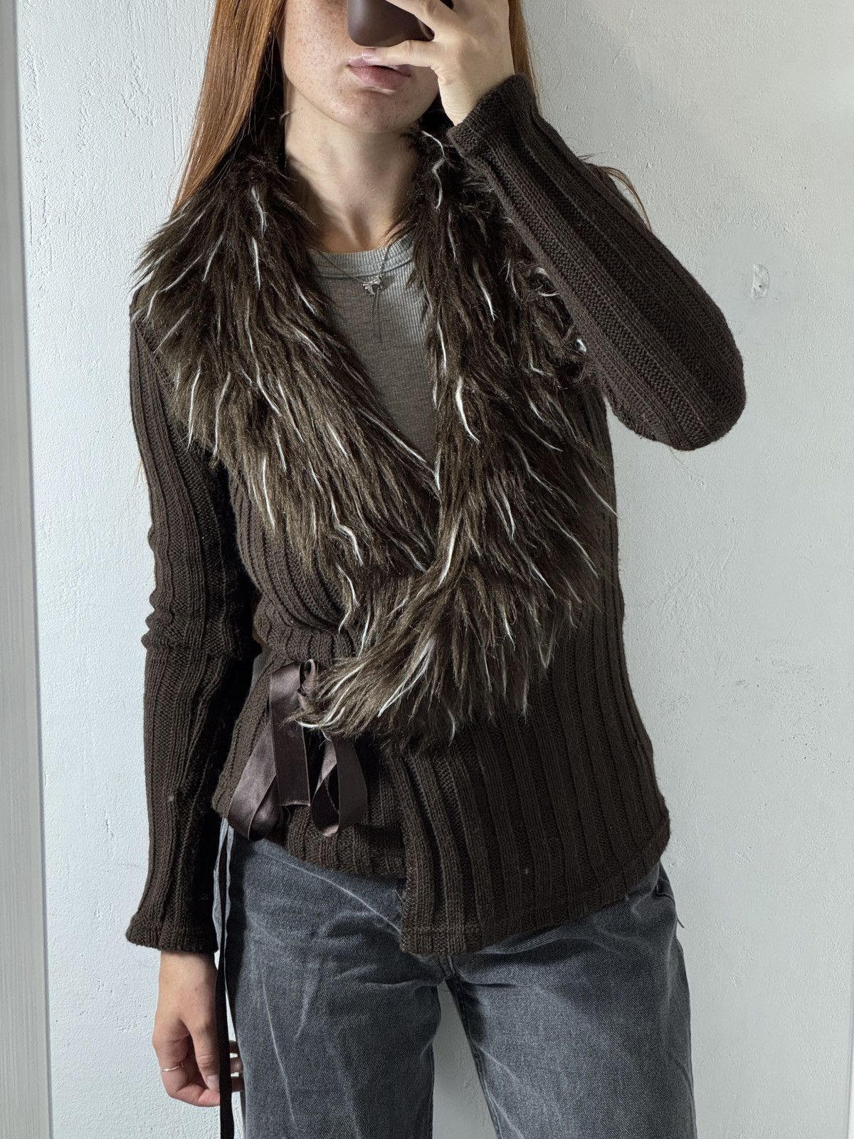 Other VINTAGE MOHAIR AVANT GARDE FLUFFY COLLAR CARDIGAN Size S / US 4 / IT 40 - 3 Thumbnail