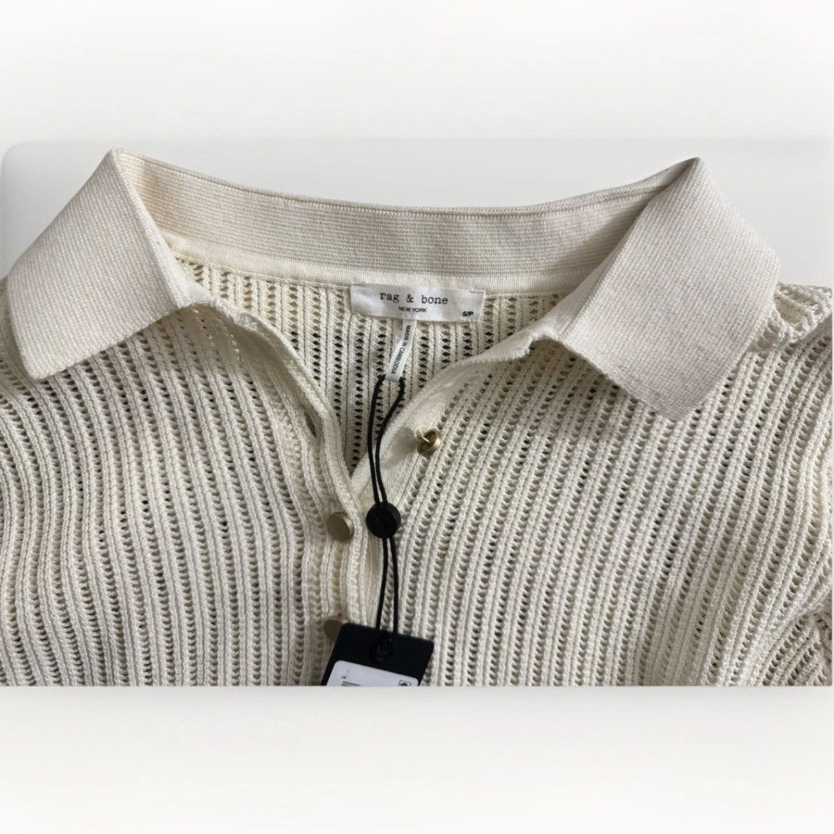 Rag & Bone Rag & Bone Vivi Polo Sweater Small Chalk White Size S / US 4 / IT 40 - 7 Thumbnail
