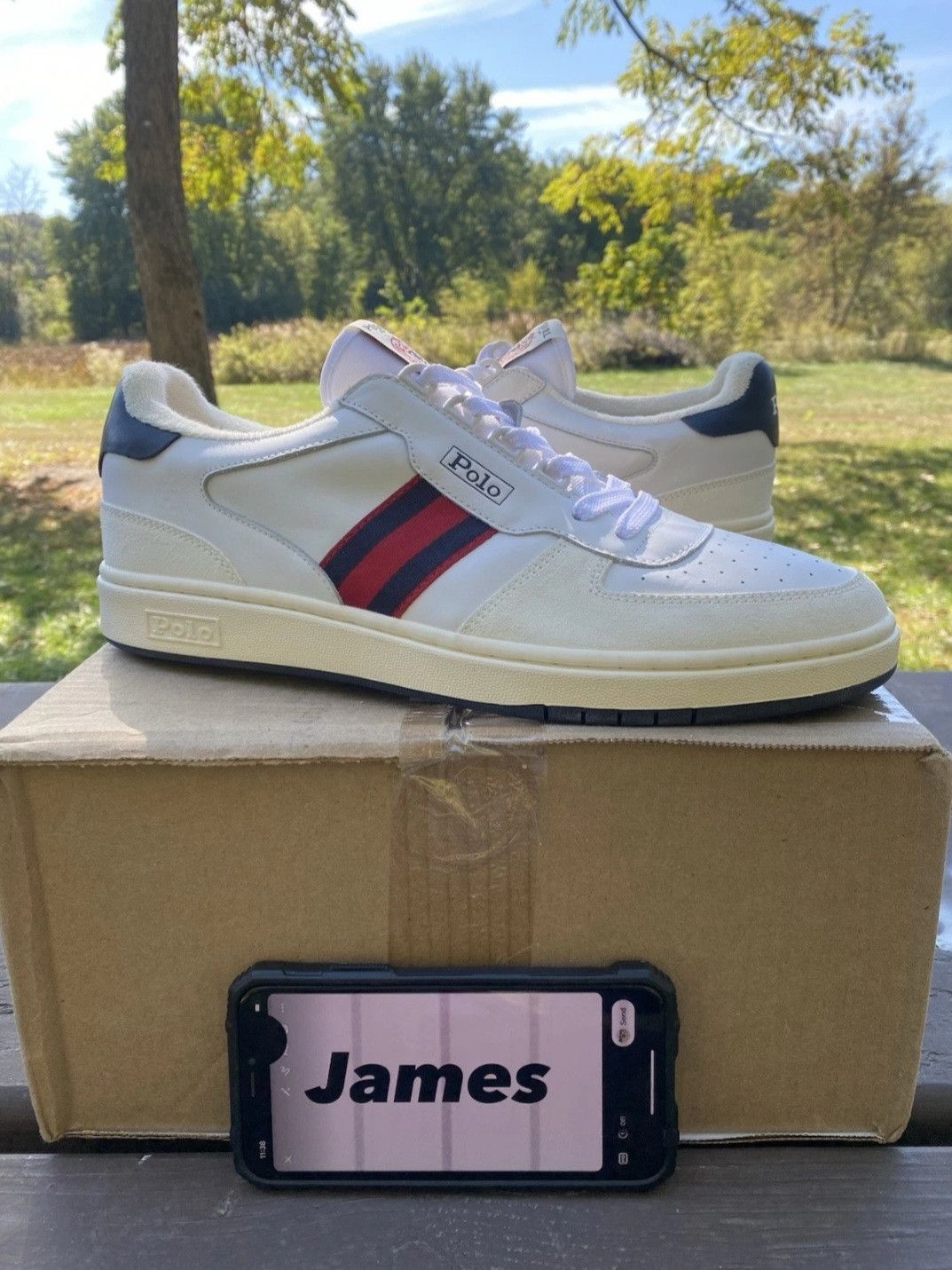 Ralph Lauren Ralph Lauren Polo Court Sneakers White Navy Red Retro 005 Size US 11.5 / EU 44-45 - 1 Thumbnail