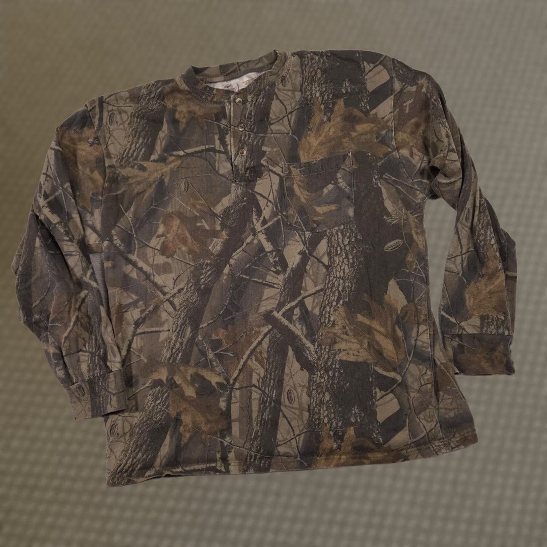 Vintage RedHead Henley Shirt Mens XL Brown Camo Pocket Tee Long Sleeve Hunting Outdoor Size US XL / EU 56 / 4 - 1 Thumbnail