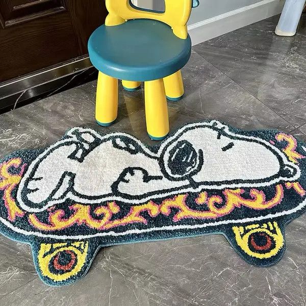 VIBE Cartoon Skateboard Kawaii Dog Print Carpet Rug Size ONE SIZE - 1 Thumbnail
