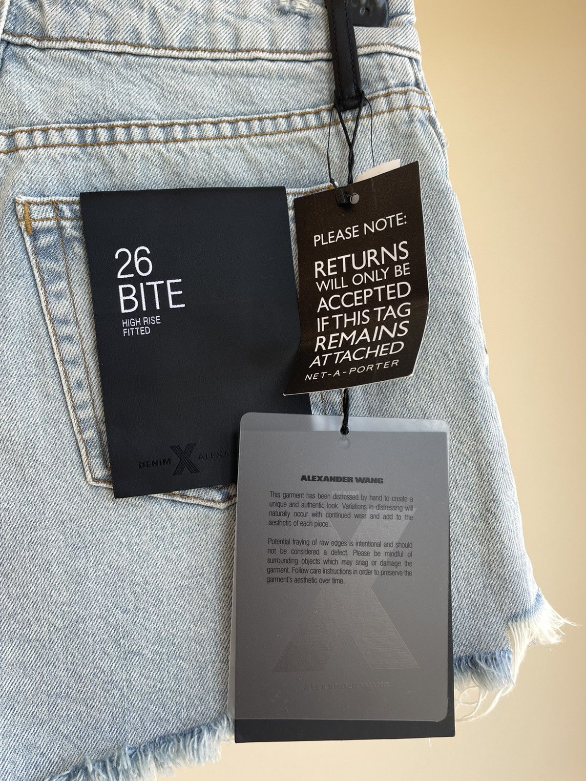 Alexander Wang Denim X Alexander Wang High Rise Fitted Bite Bleach Shorts Size 26" / US 2 / IT 38 - 9 Thumbnail