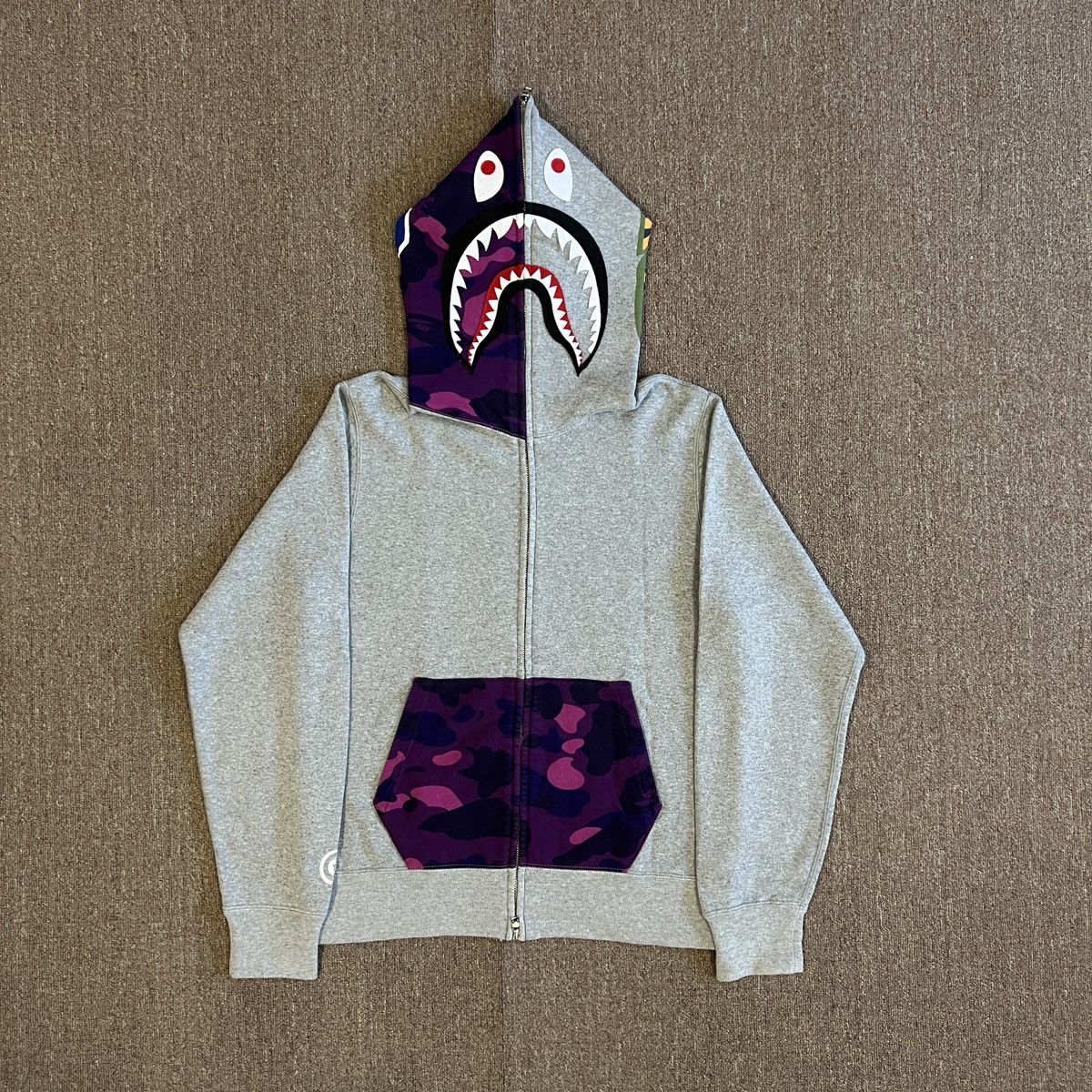 Grey and purple bape hoodie clearance