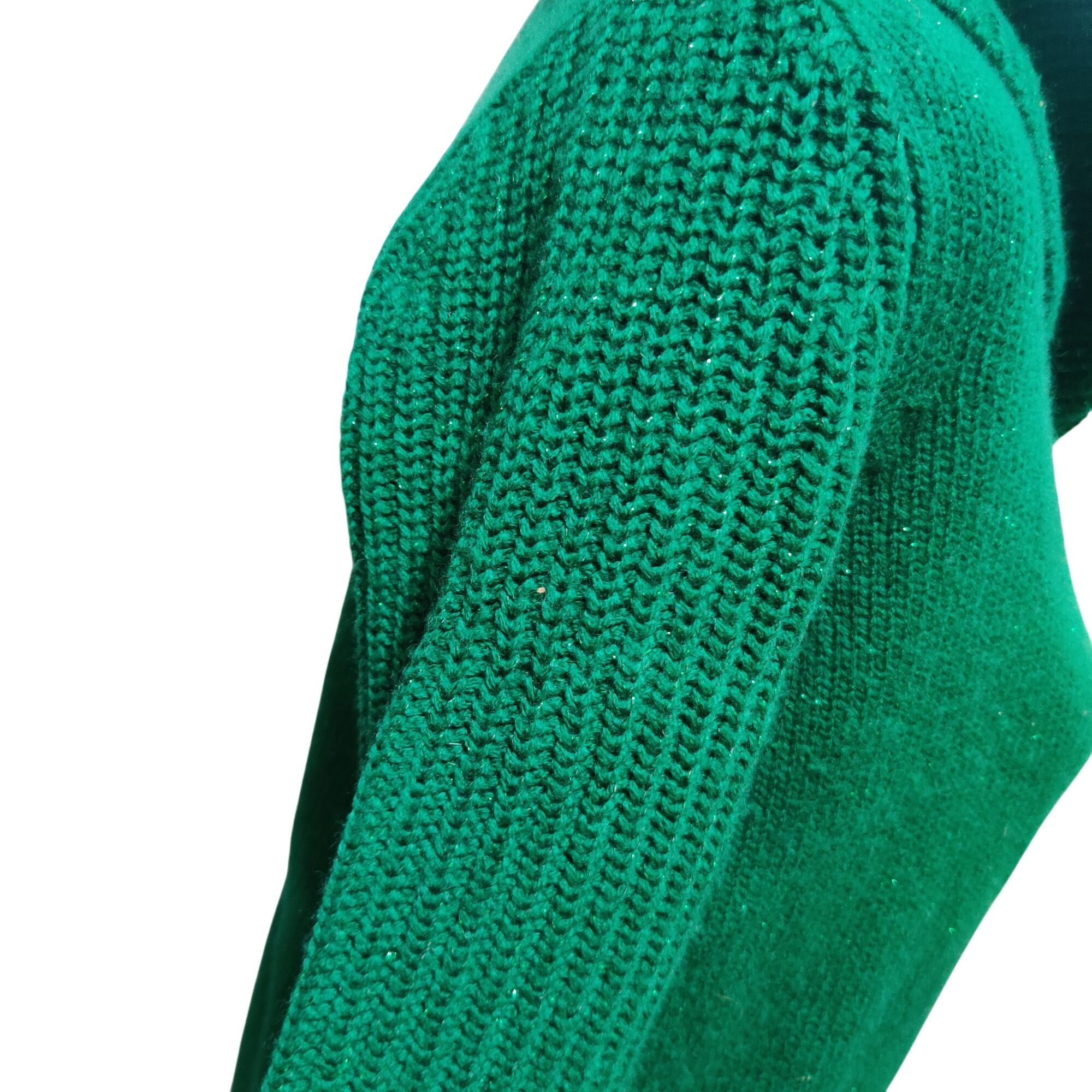 Faded Glory Faded Glory M Green Metallic Cowl Neck Sweater Ribbed Sleeve Size M / US 6-8 / IT 42-44 - 4 Thumbnail