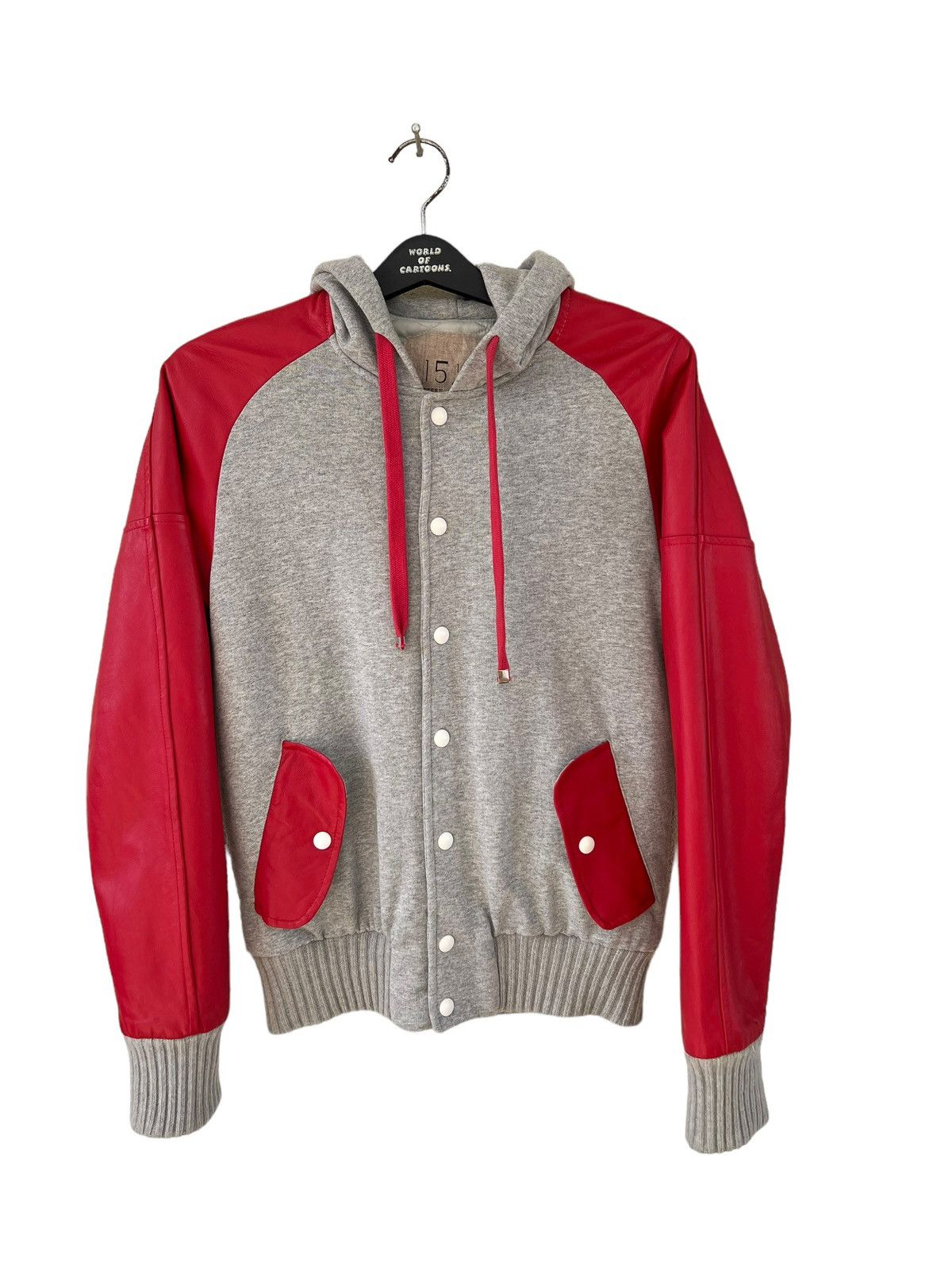 Other 15 1/2 Made in Italy Leather Sleeve Varsity Hoodie Jacket Size US S / EU 44-46 / 1 - 7 Thumbnail