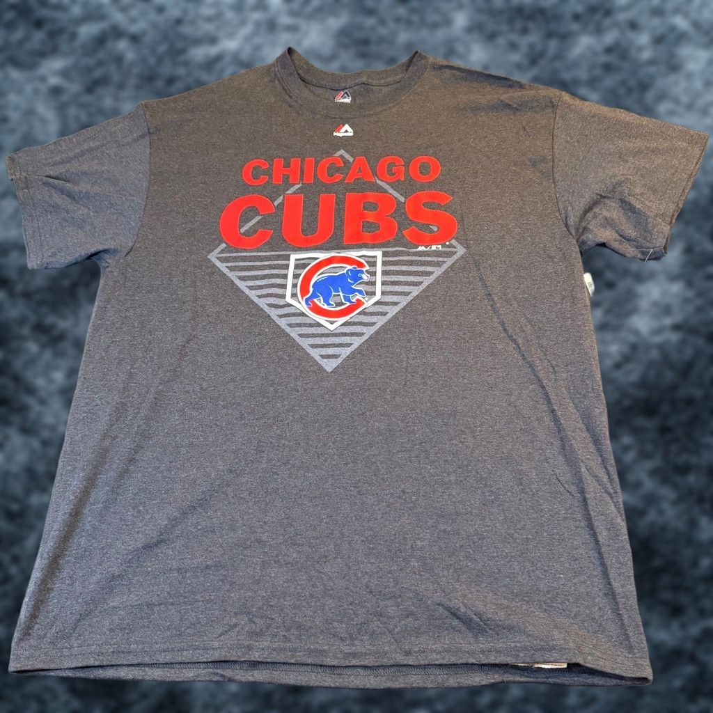 Vintage Majestic Chicago Cubs T Shirt Gray Baseball Graphic Tee Mens XL NWT Size US XL / EU 56 / 4 - 1 Thumbnail