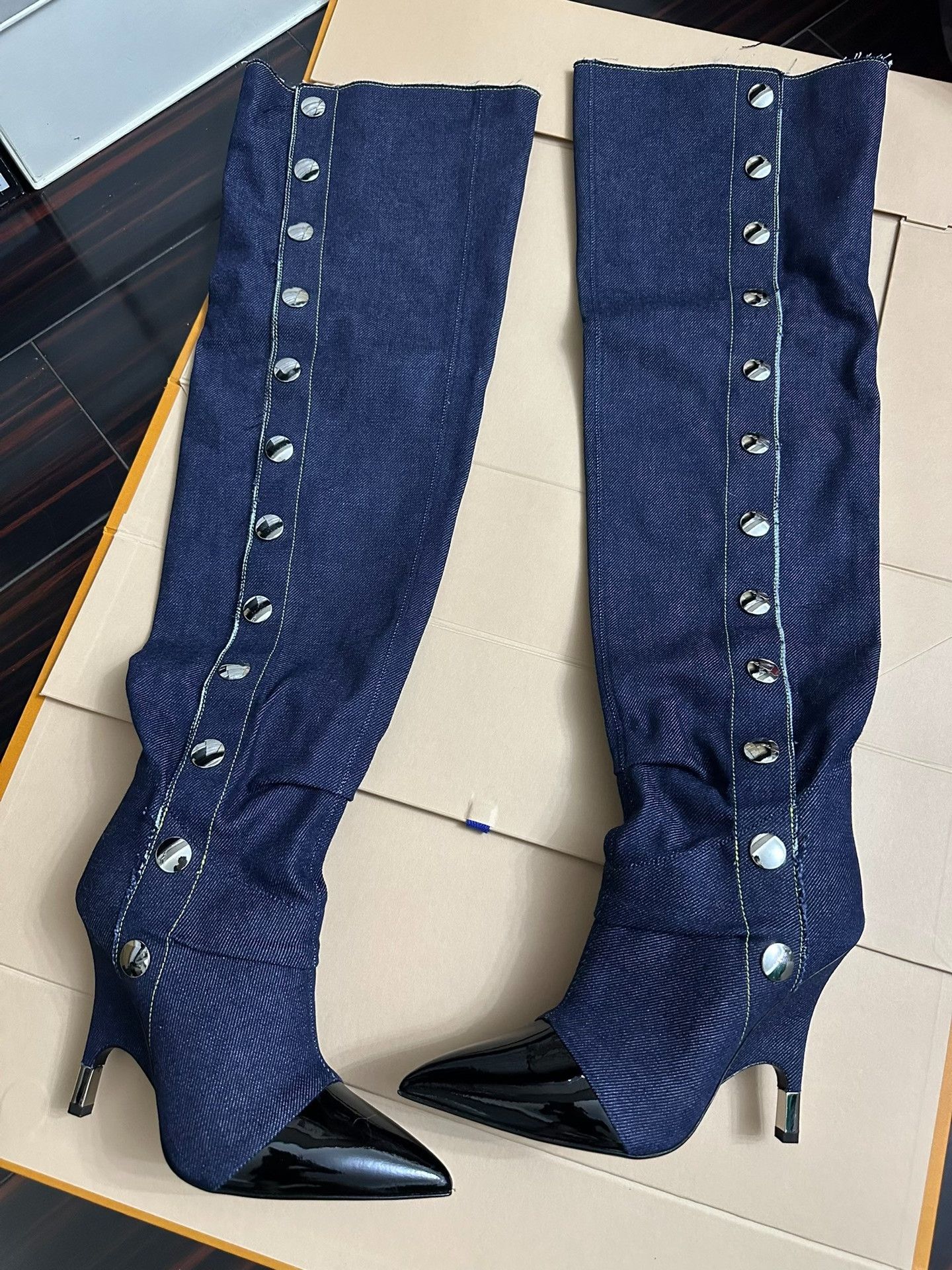 Giuseppe Zanotti Giuseppe Zanotti Denim Over-the-Knee Boots Size US 6.5 / IT 36.5 - 1 Thumbnail