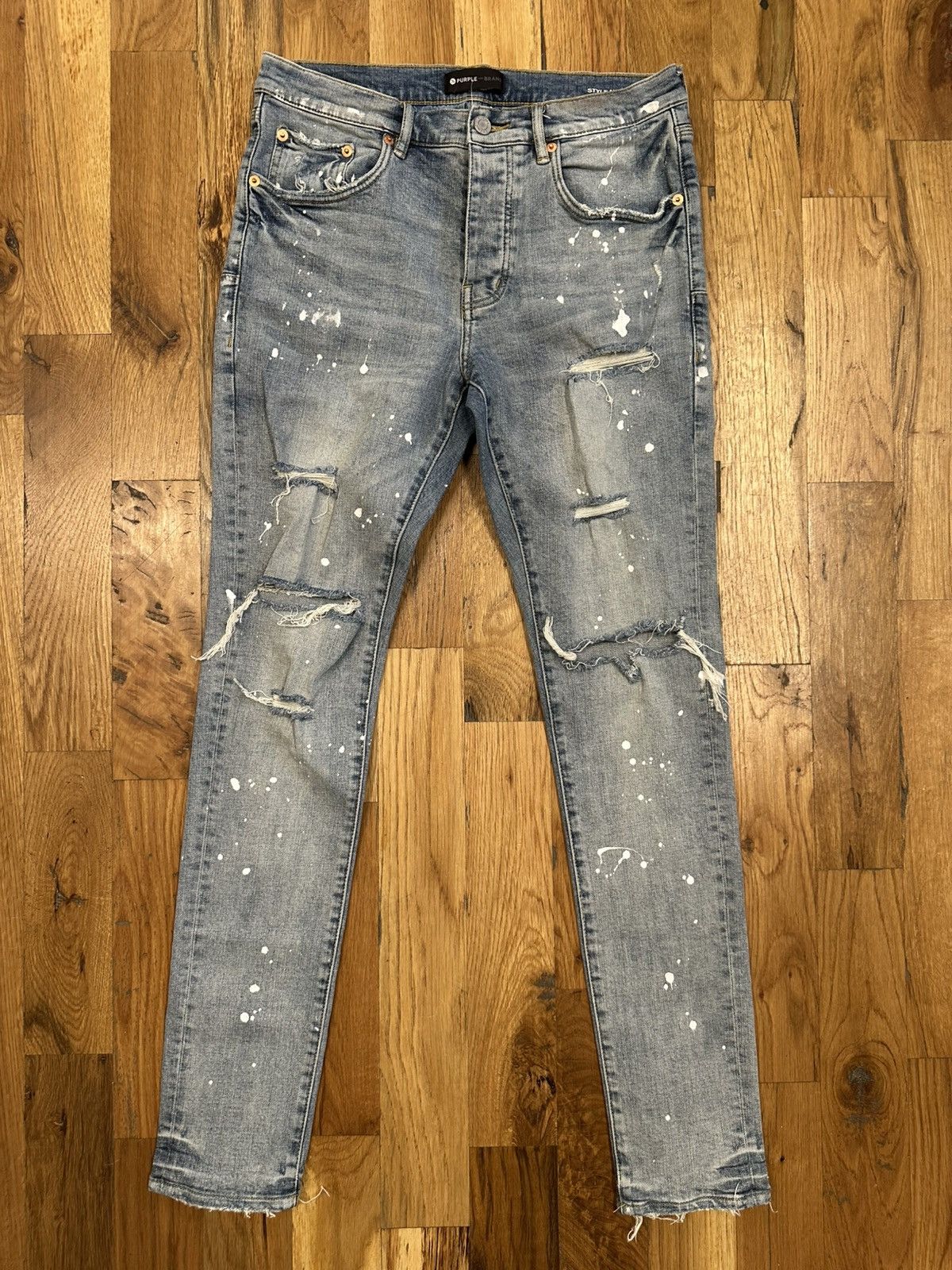 Purple Brand Purple Brand Blue Knee Rip Denim Jeans Sz 31 | Grailed