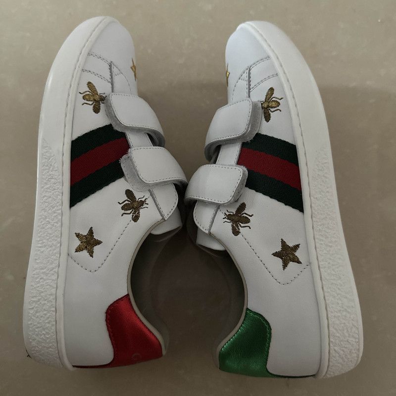 Gucci Gucci Kids' White Ace Sneakers with Embroidery - Size US 5 / EU 37 - 9 Thumbnail