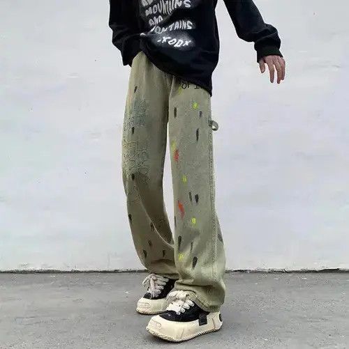 Jean Retro Embroidered Splash Ink Tie Dyed Jeans Size US 32 / EU 48 - 4 Thumbnail