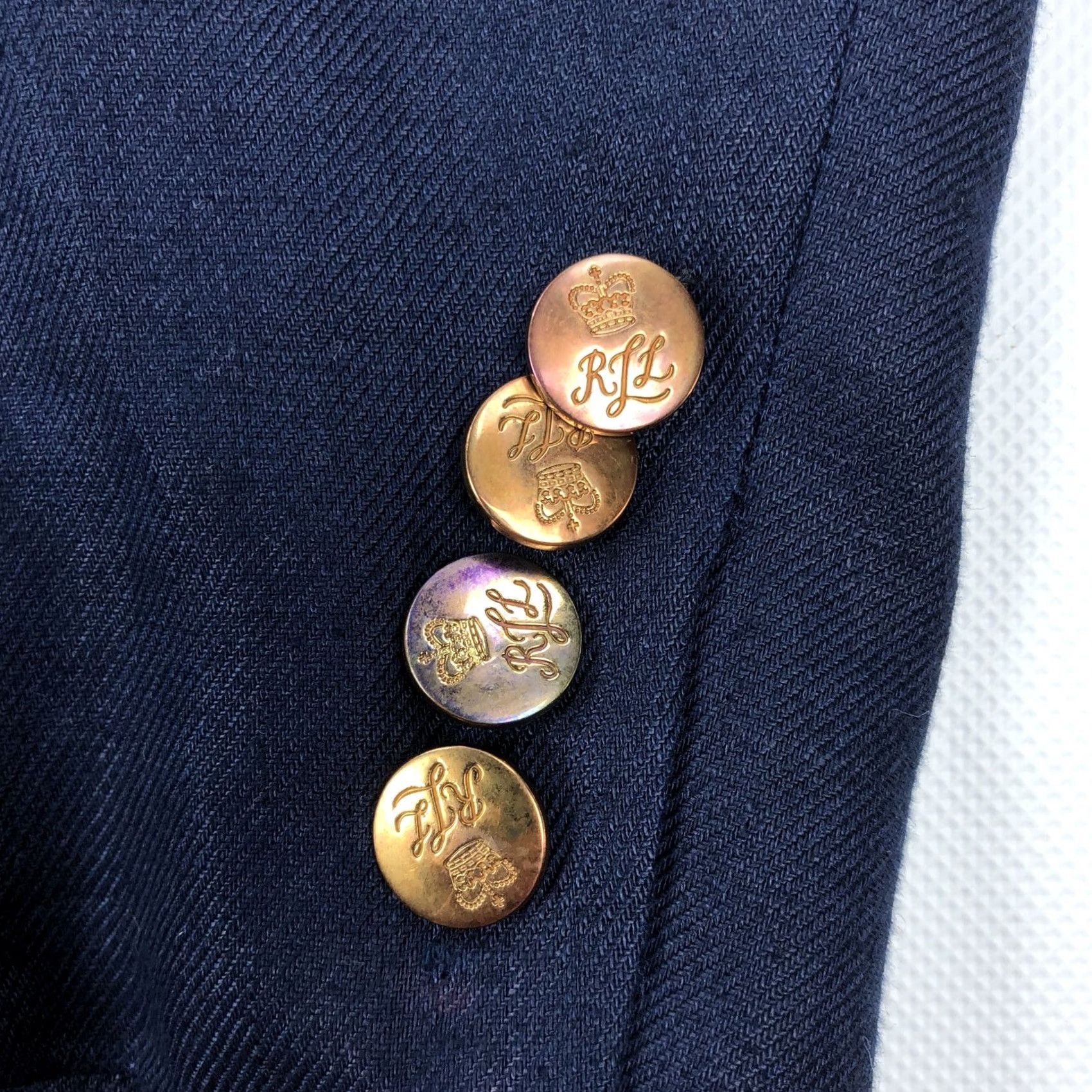 Ralph Lauren Ralph Lauren Women's Blazer Jacket Navy Blue Linen Gold Buttons Striped Lapel Size Large Size L / US 10 / IT 46 - 5 Thumbnail