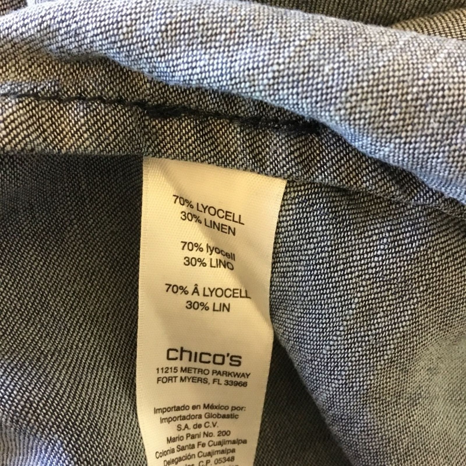Chicos Chico's Blue Jean Square Neck Long-Sleeve Top Size XS / US 0-2 / IT 36-38 - 10 Thumbnail