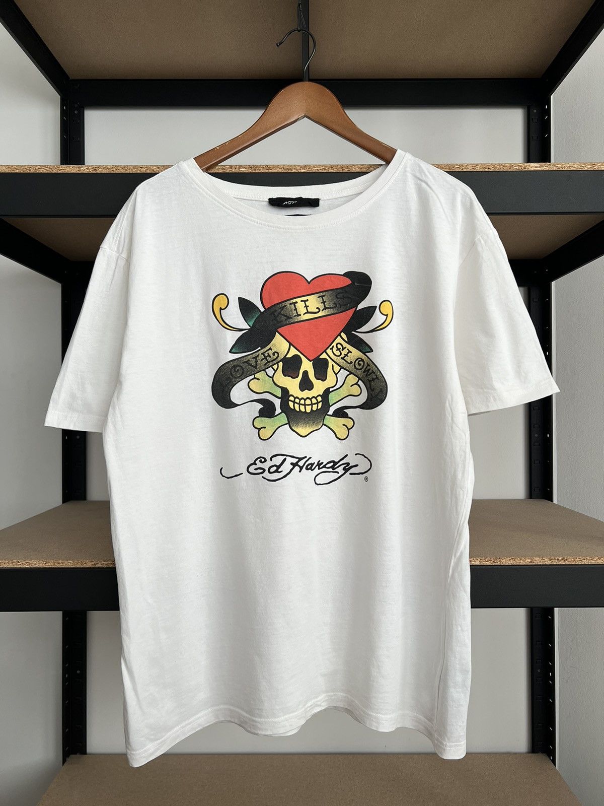 Ed Hardy Ed Hardy Christian Audigier Skull Tattoo White T-shirt Size US M / EU 48-50 / 2 - 1 Thumbnail