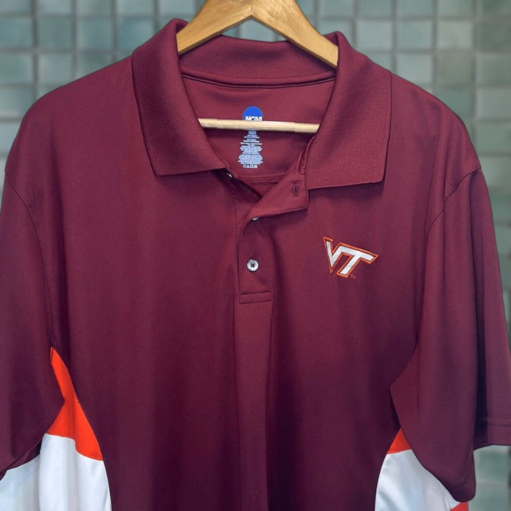 NCAA VIRGINIA TECH Mens NCAA Burgundy Orange Golf Polo XL Hokies Polo Shirt Multicolor Men’s XL Size US XL / EU 56 / 4 - 1 Thumbnail