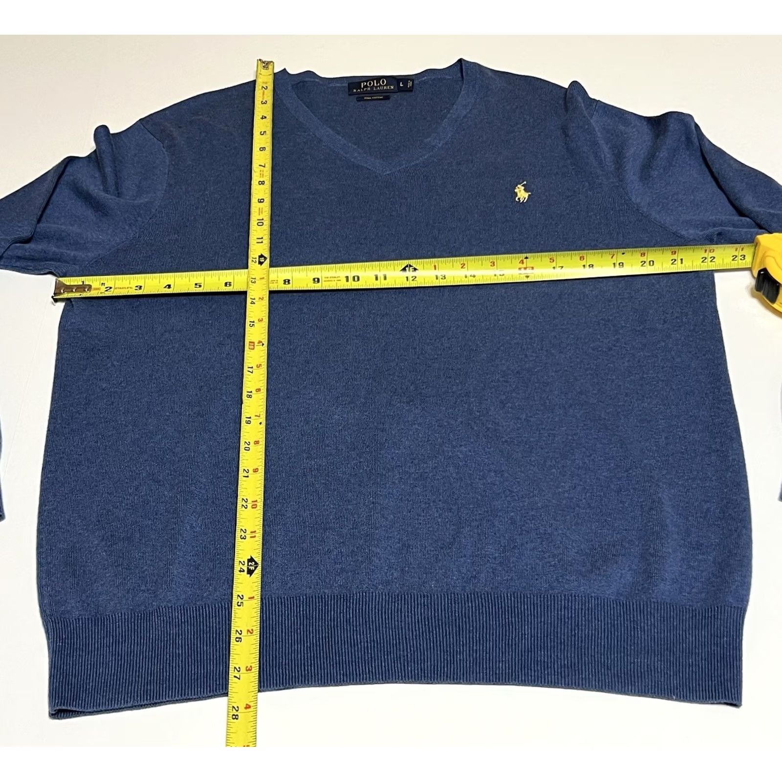 Polo Ralph Lauren Polo Ralph Lauren Sweater Mens L Blue V-Neck Pima Cotton Pullover Sweater Size US L / EU 52-54 / 3 - 4 Thumbnail