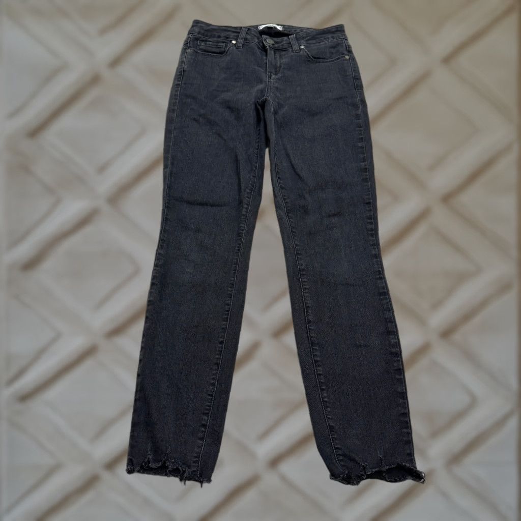 Paige Paige Verdugo Jeans Womens 26 Black Distressed Ankle 27 Inseam Regular 26x27 Denim Cotton Blend 5-Pocket Logo Belt Loops Zipper Button Size 26" / US 2 / IT 38 - 1 Thumbnail