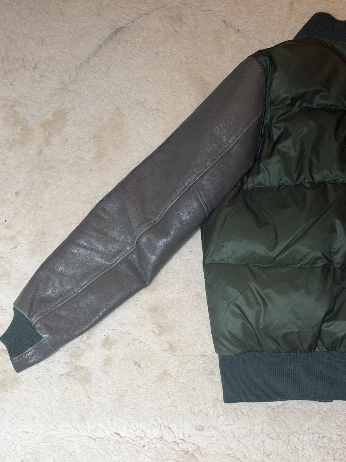Sacai Green/ Grey Leather Sacai Varsity Jacket Size US L / EU 52-54 / 3 - 5 Thumbnail