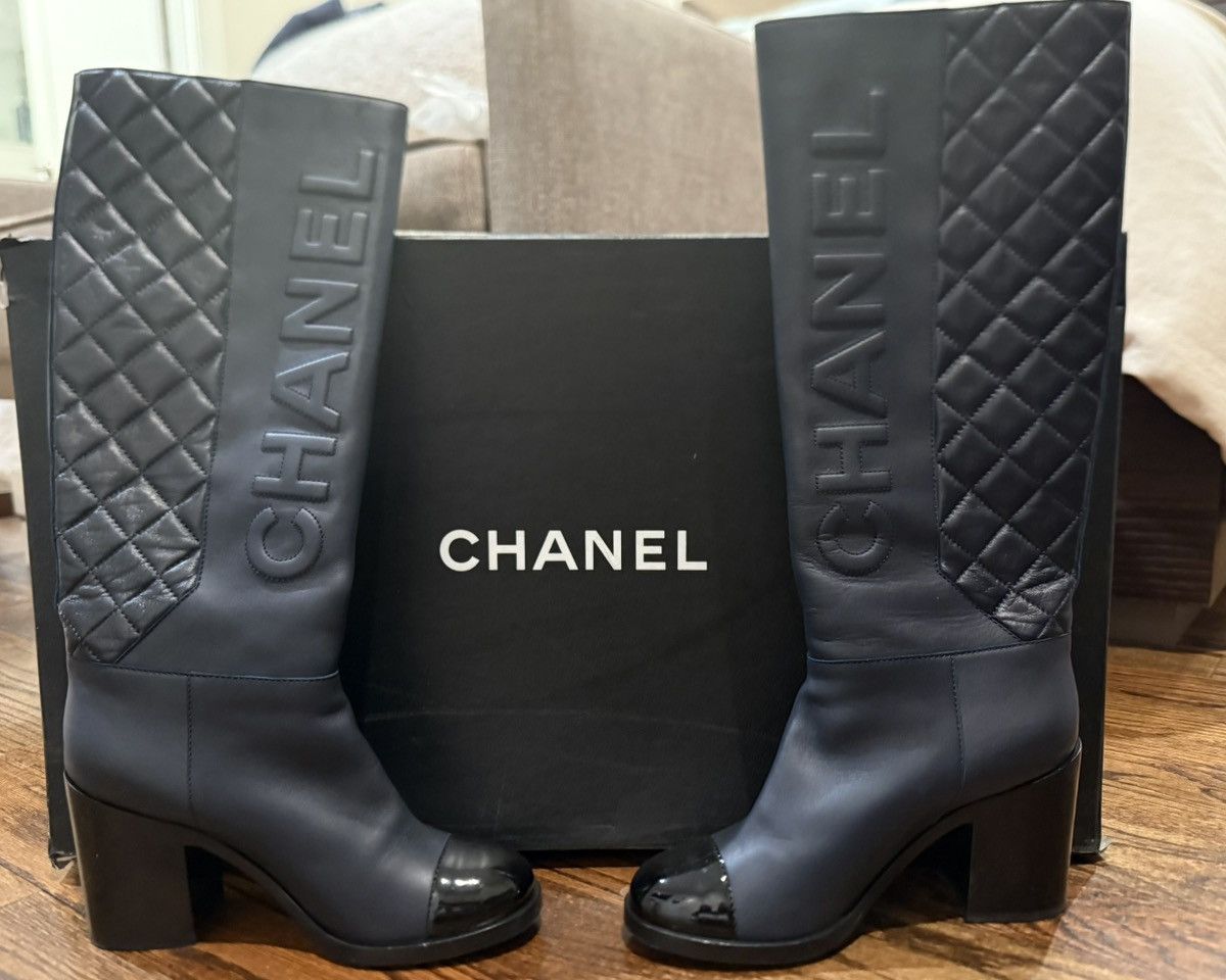 Chanel CHANEL 19B Leather Knee High Tall Boots Heels Size US 8.5 / IT 38.5 - 1 Thumbnail