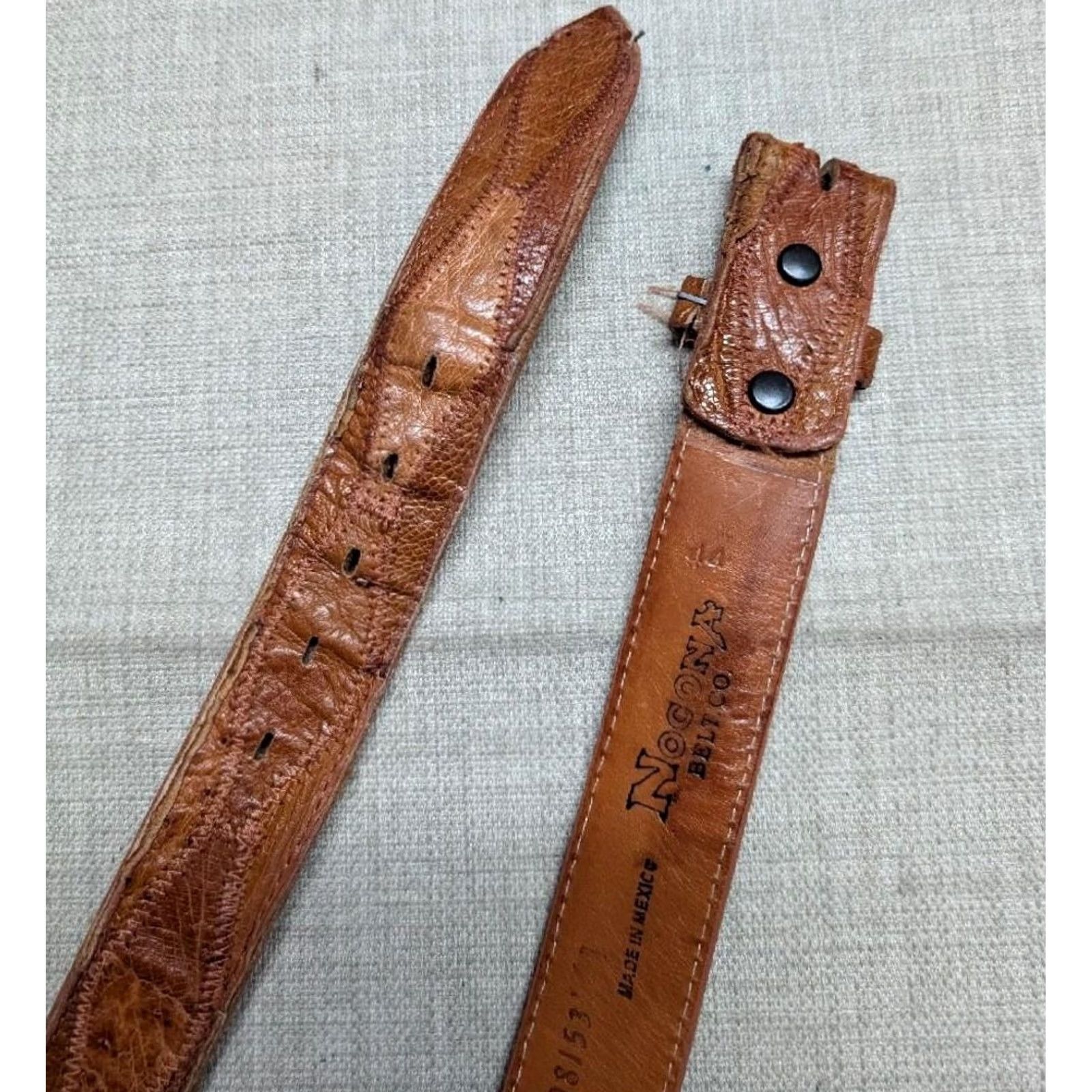 Vintage VINTAGE Nocona belt Western Belt Ostrich Genuine 1-3/8" Ostrich Skin 43/44 Brown Mens Size 44 - 6 Thumbnail
