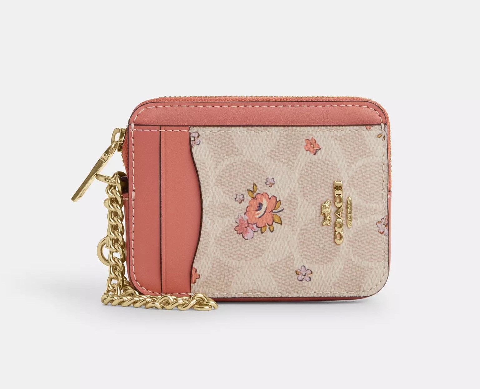 Coach Zip Card Case In Signature Canvas With Floral Print CAU45 Size ONE SIZE - 4 Thumbnail
