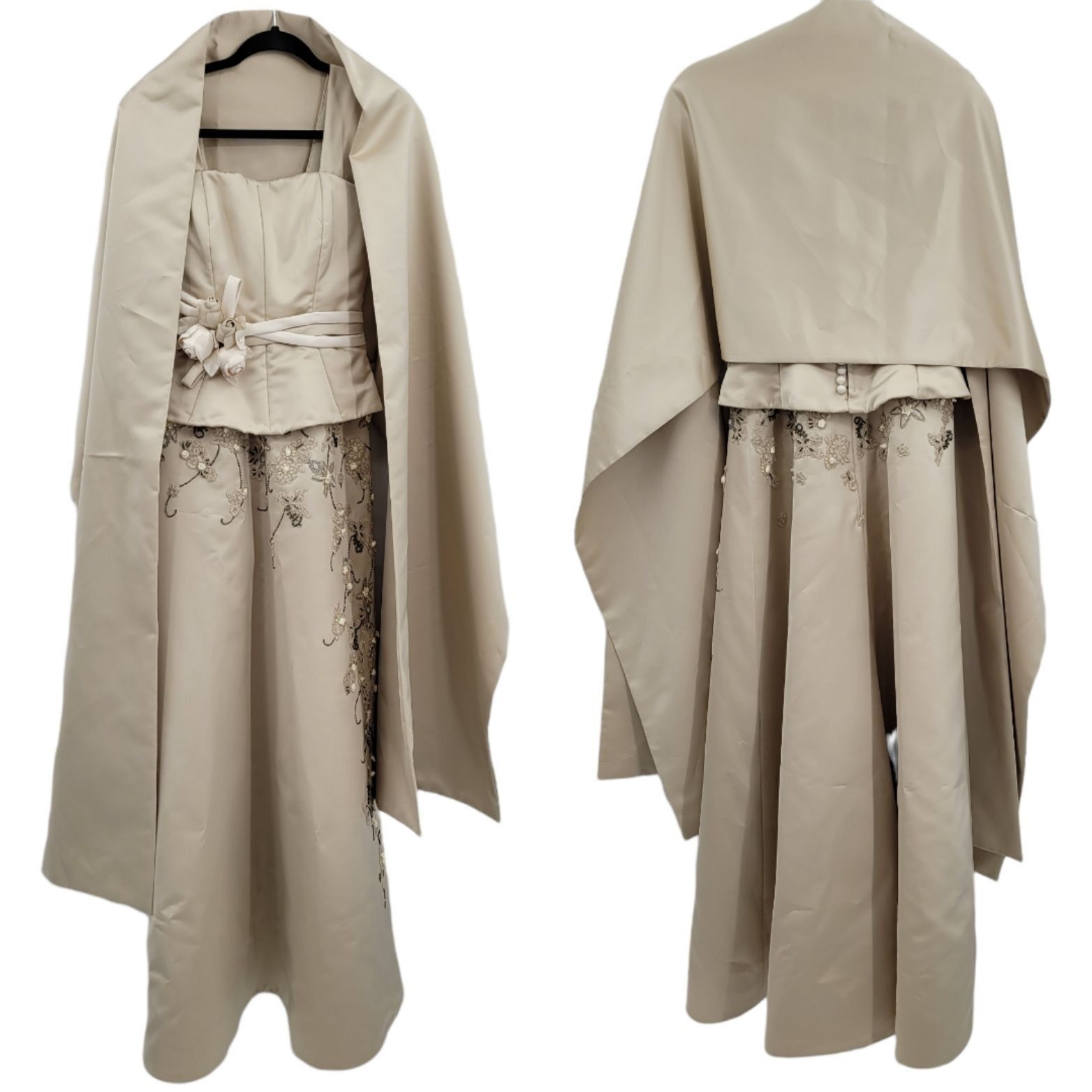 Vintage Vtg San Carlin Dress Formal Gown Sz 6 Champaign 3D Floral Be Size M / US 6-8 / IT 42-44 - 4 Thumbnail