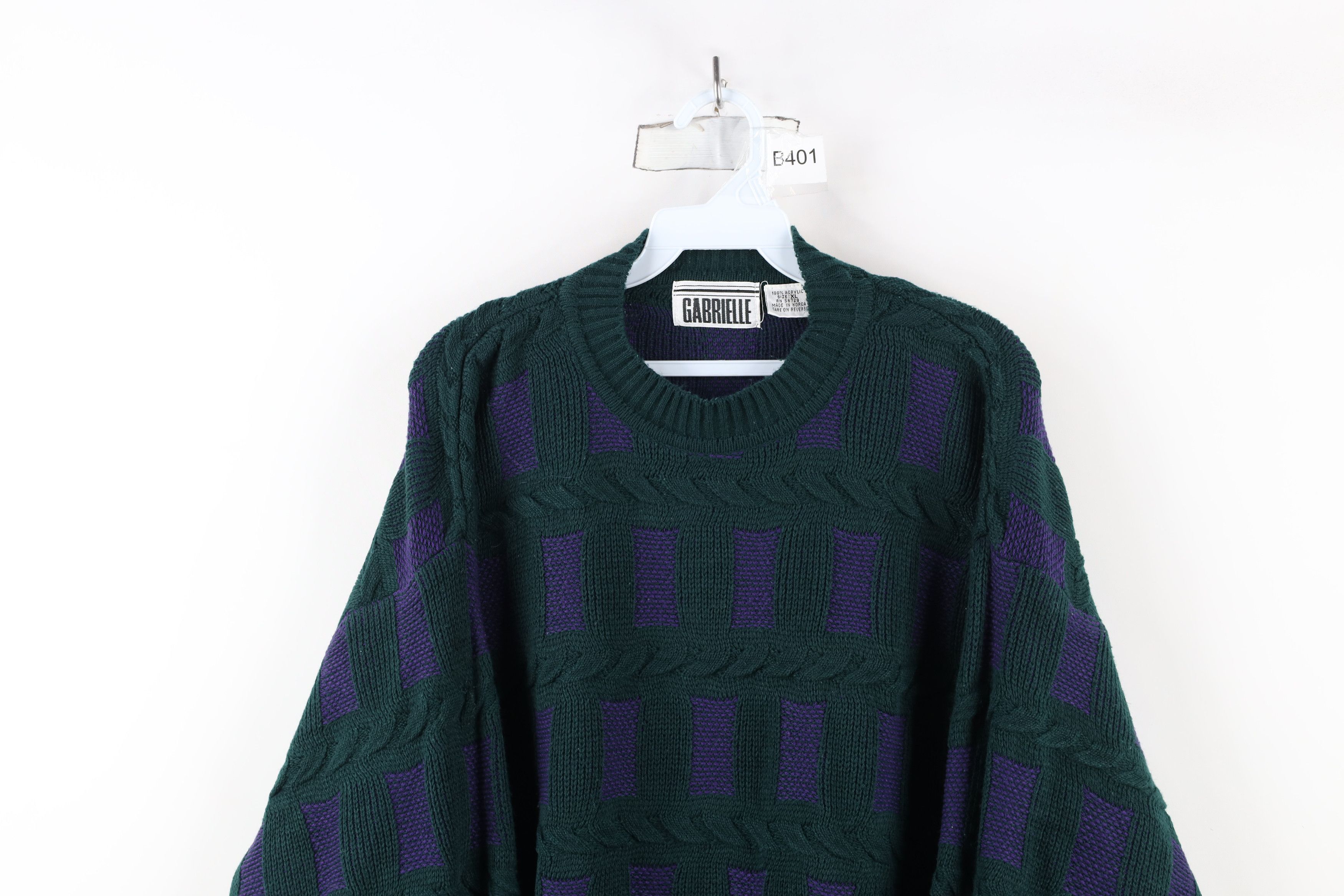 Vintage Vintage 90s Streetwear Chunky Cable Knit Crewneck Sweater Size XL / US 12-14 / IT 48-50 - 2 Thumbnail