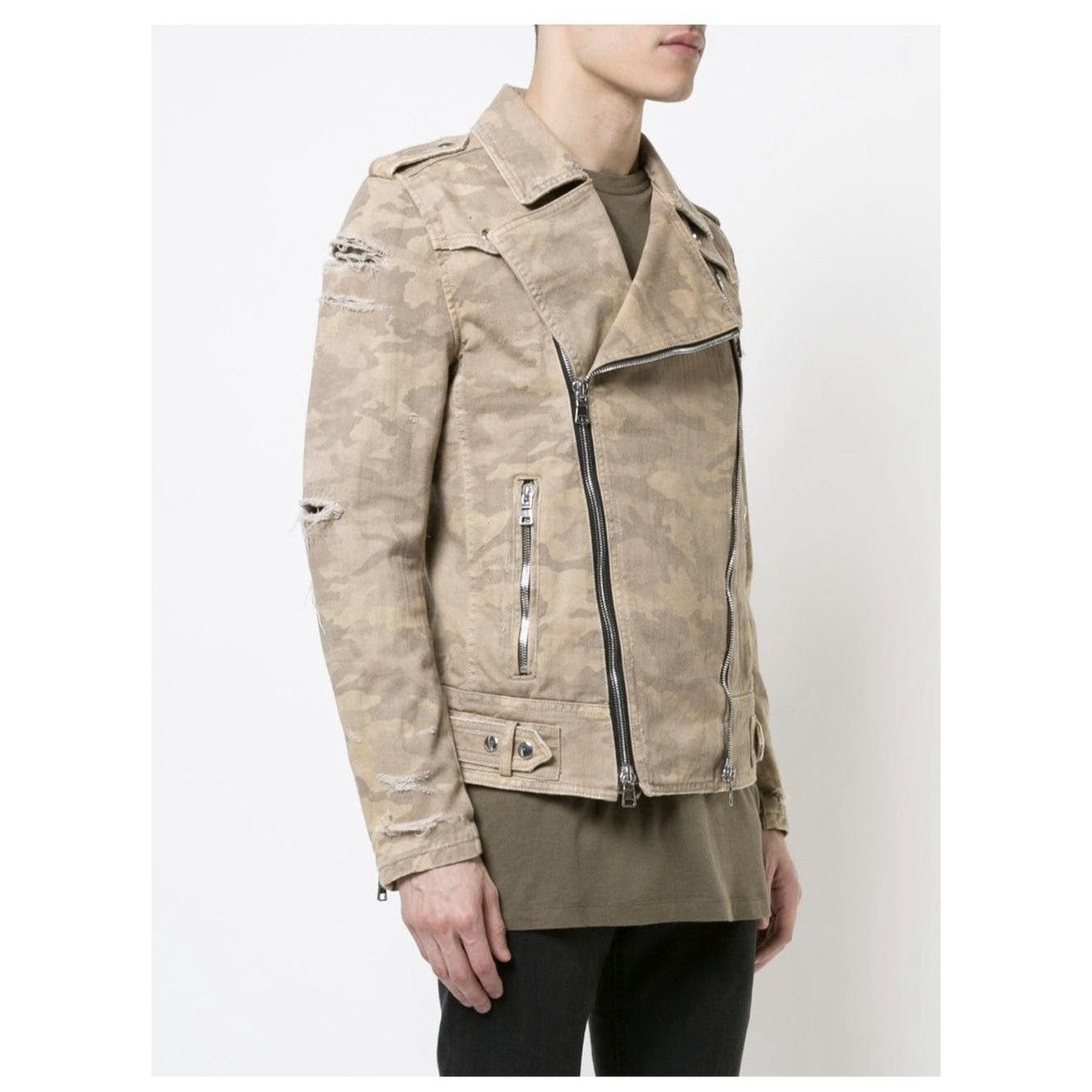 Balmain Balmain Destroyed Camouflage Print Biker Jacket Size US M / EU 48-50 / 2 - 11 Thumbnail