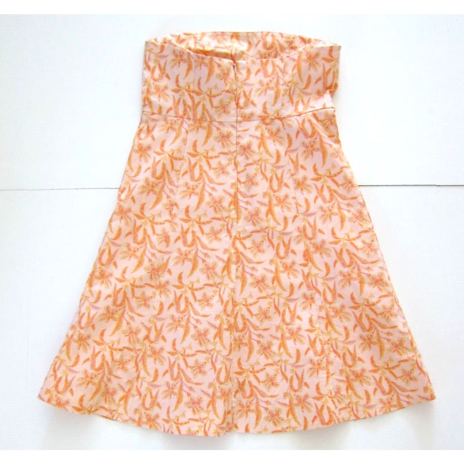 Gap Gap Sun Dress Strapless Sheath Empire Floral Cotton Stretch Orange Pink Women 2 Size XS / US 0-2 / IT 36-38 - 2 Thumbnail